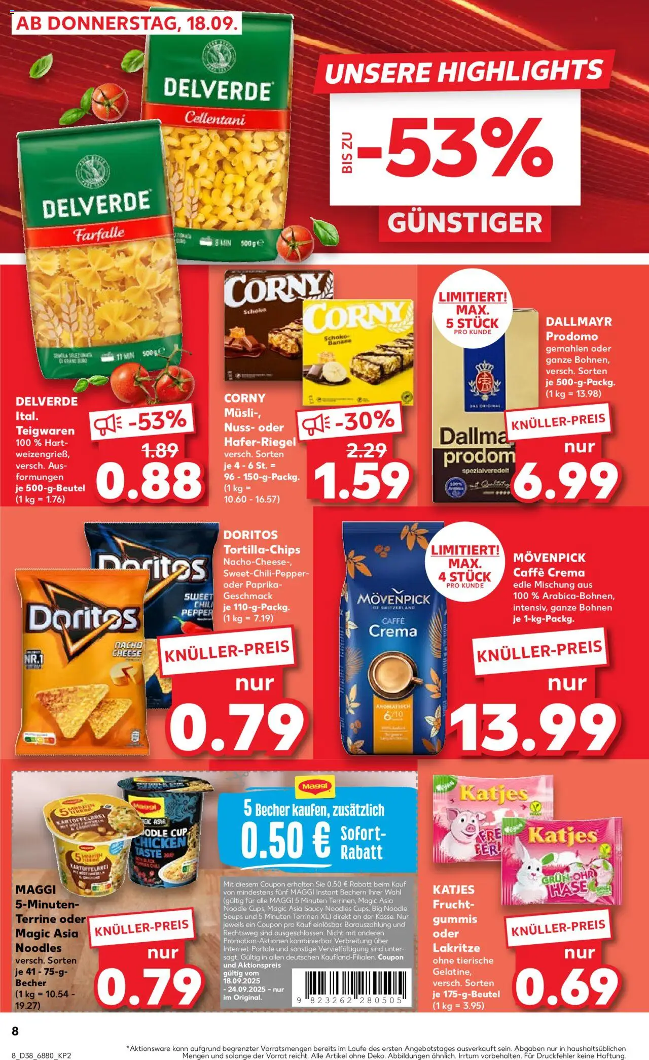 Kaufland prospekt Völklingen	 – gültig ab 18.09.2025 | Seite: 8 | Produkte: Maggi, Chili, Pasta, Chips