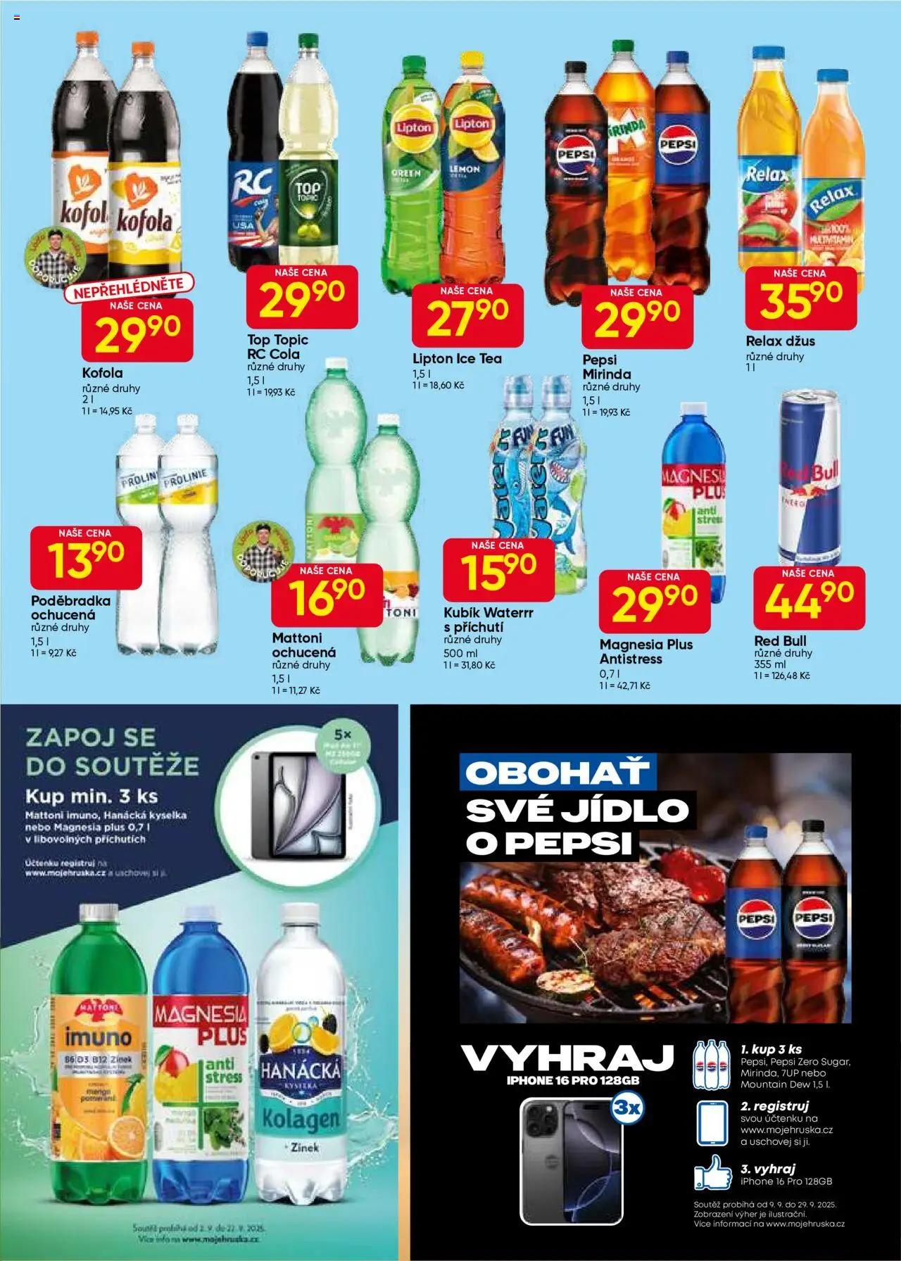 Hruška leták od 16.09.2025 | Strana: 5 | Produkty: Mattoni, Pepsi, Iphone, RC Cola
