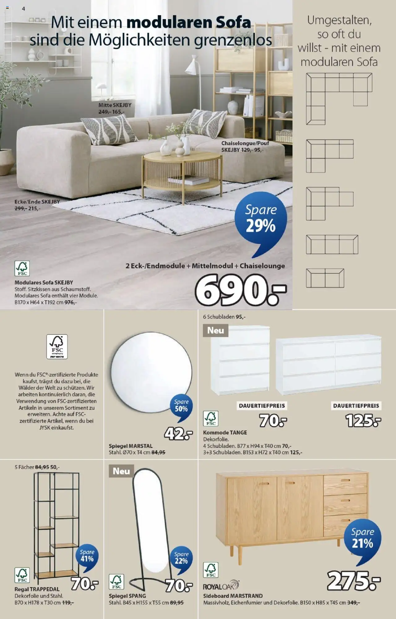 JYSK - Aktionen ab 19.08.2025 | Seite: 4 | Produkte: Sofa, Regal, Spiegel, Sideboard