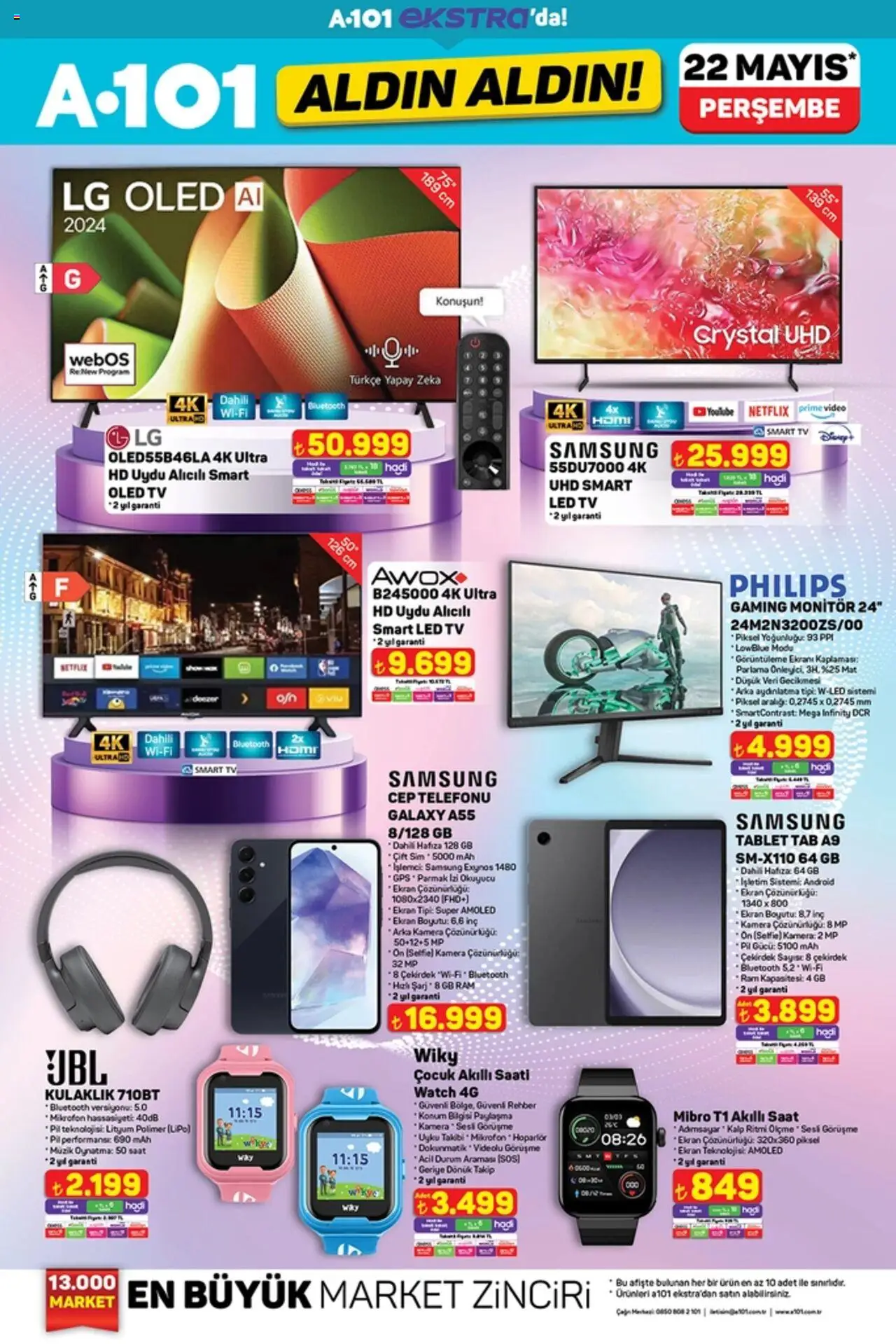 A101 Katalog Aldın Aldın - 22.05.2025 tarihinden itibaren geçerlidir | Sayfa: 15 | Ürünler: Akıllı saat, Tablet, Monitör, Kamera