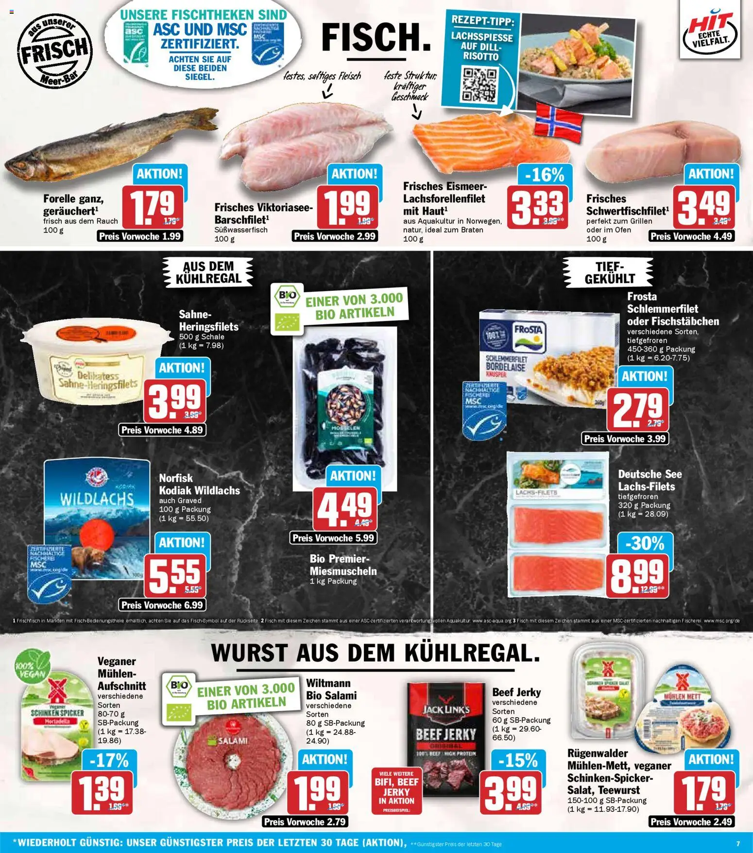 HIT - Wochenprospekt – gültig ab 24.11.2025 | Seite: 7 | Produkte: Frosta, Wurst, Salami, Fleisch