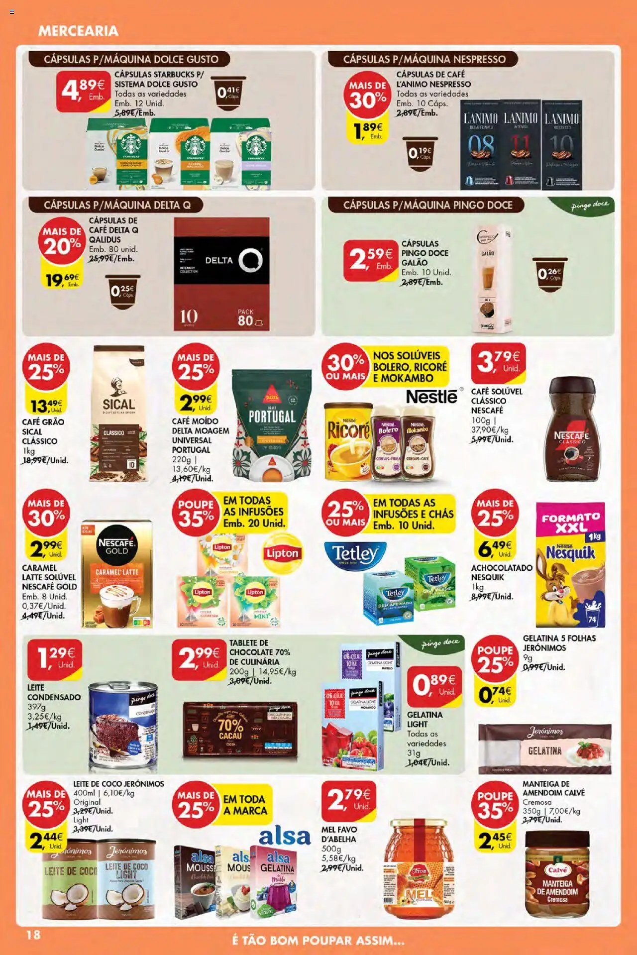 Pingo Doce Poupe Esta Semana Açores │ válido de 21.08.2025 | Página: 18 | Produtos: Gelatina, Leite condensado, Leite, Mel