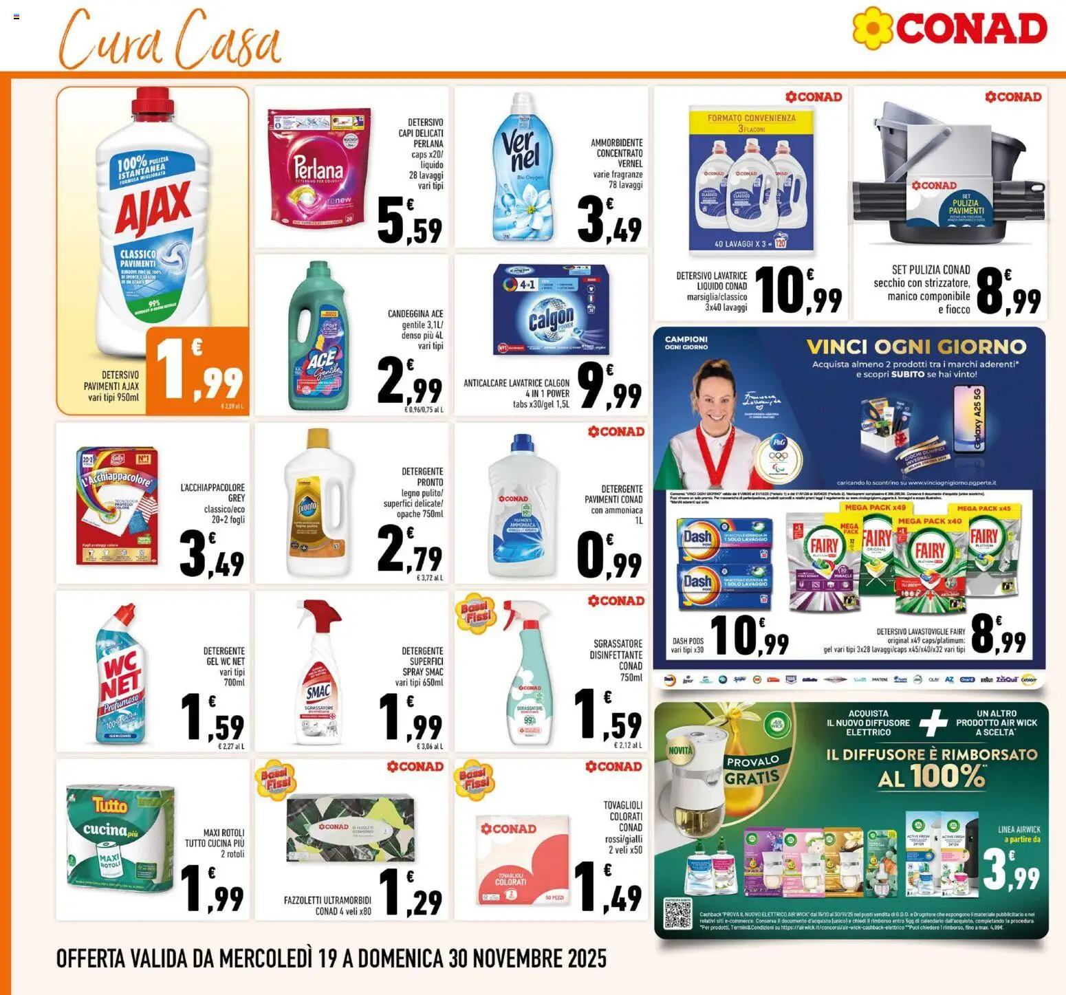 Volantino Conad del 19.11.2025 | Pagina: 22 | Prodotti: Ammorbidente, Anticalcare, Lavastoviglie, WC