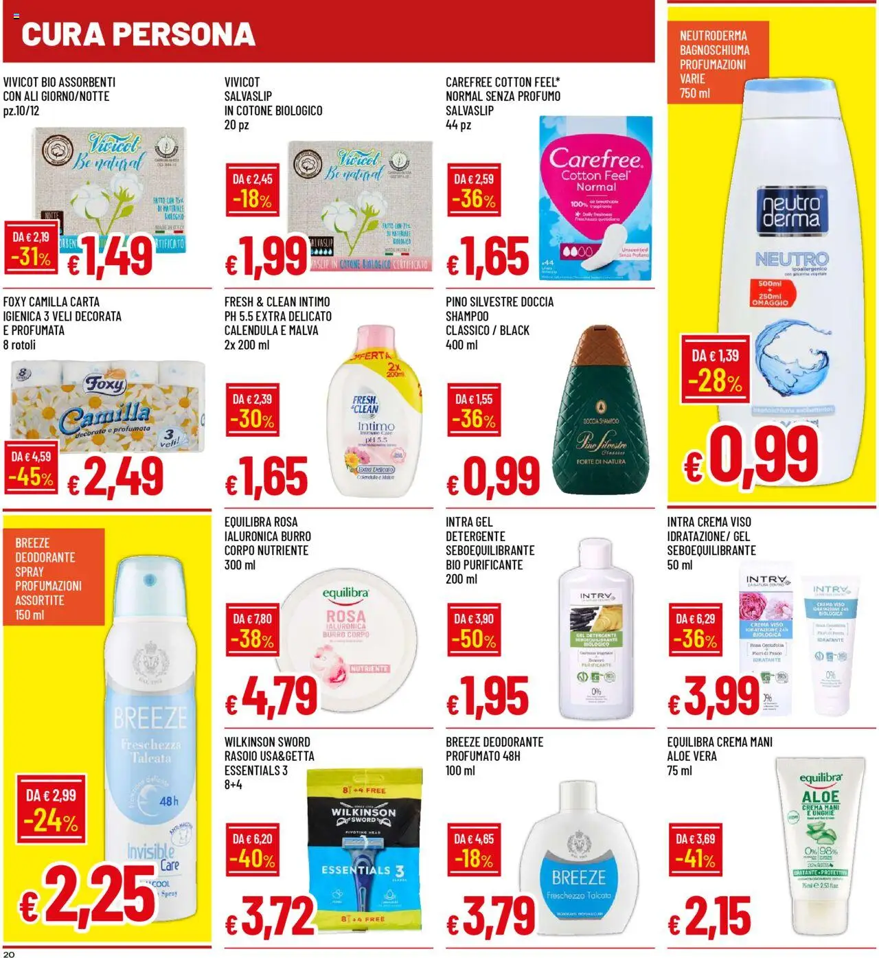Volantino Famila del 18.08.2025 | Pagina: 20 | Prodotti: Slip, Burro, Aloe vera, Profumo