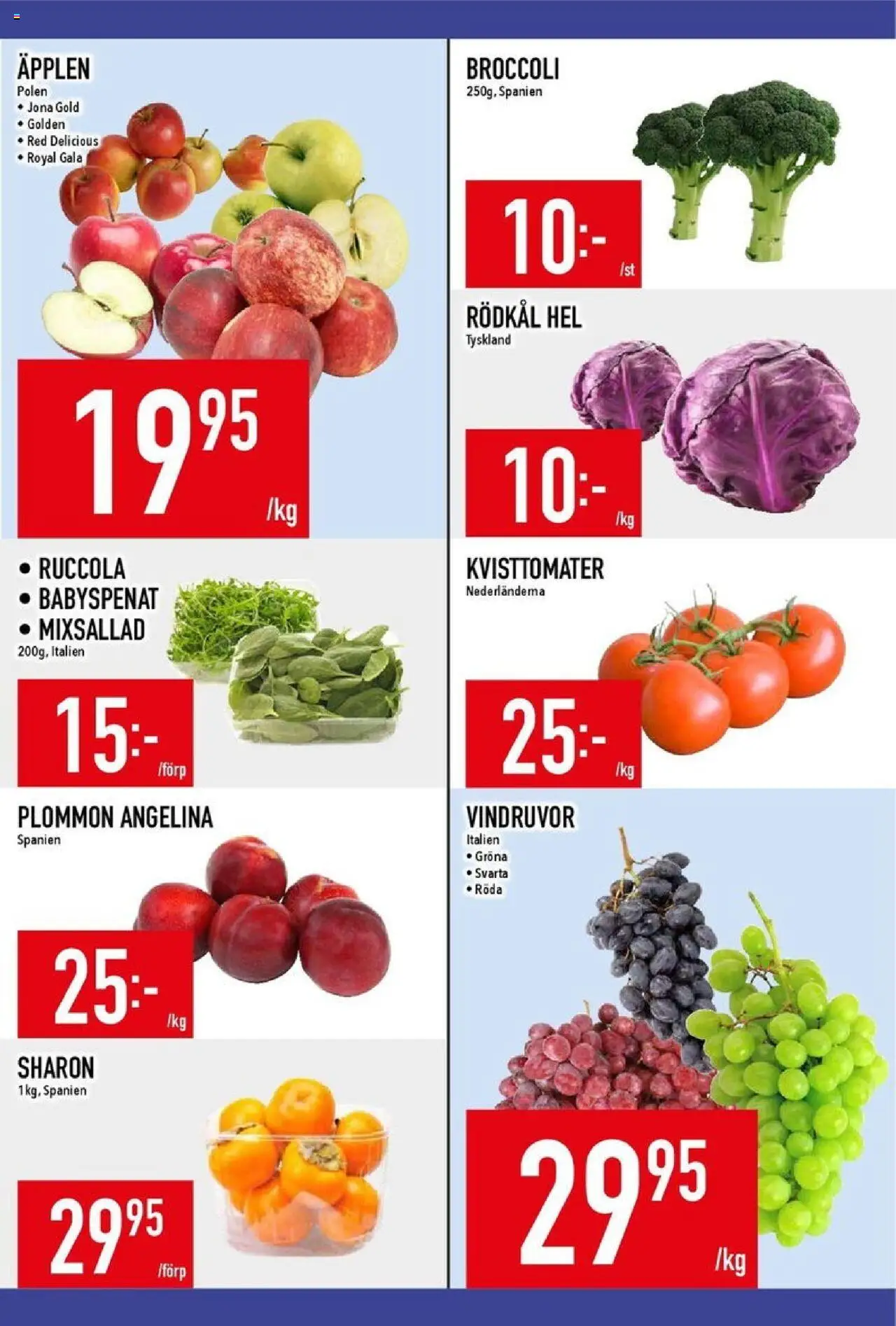 Matdax reklamblad aktuell från 13.10.2025 | Sida: 14 | Produkter: Plommon, Äpplen, Sharon, Broccoli