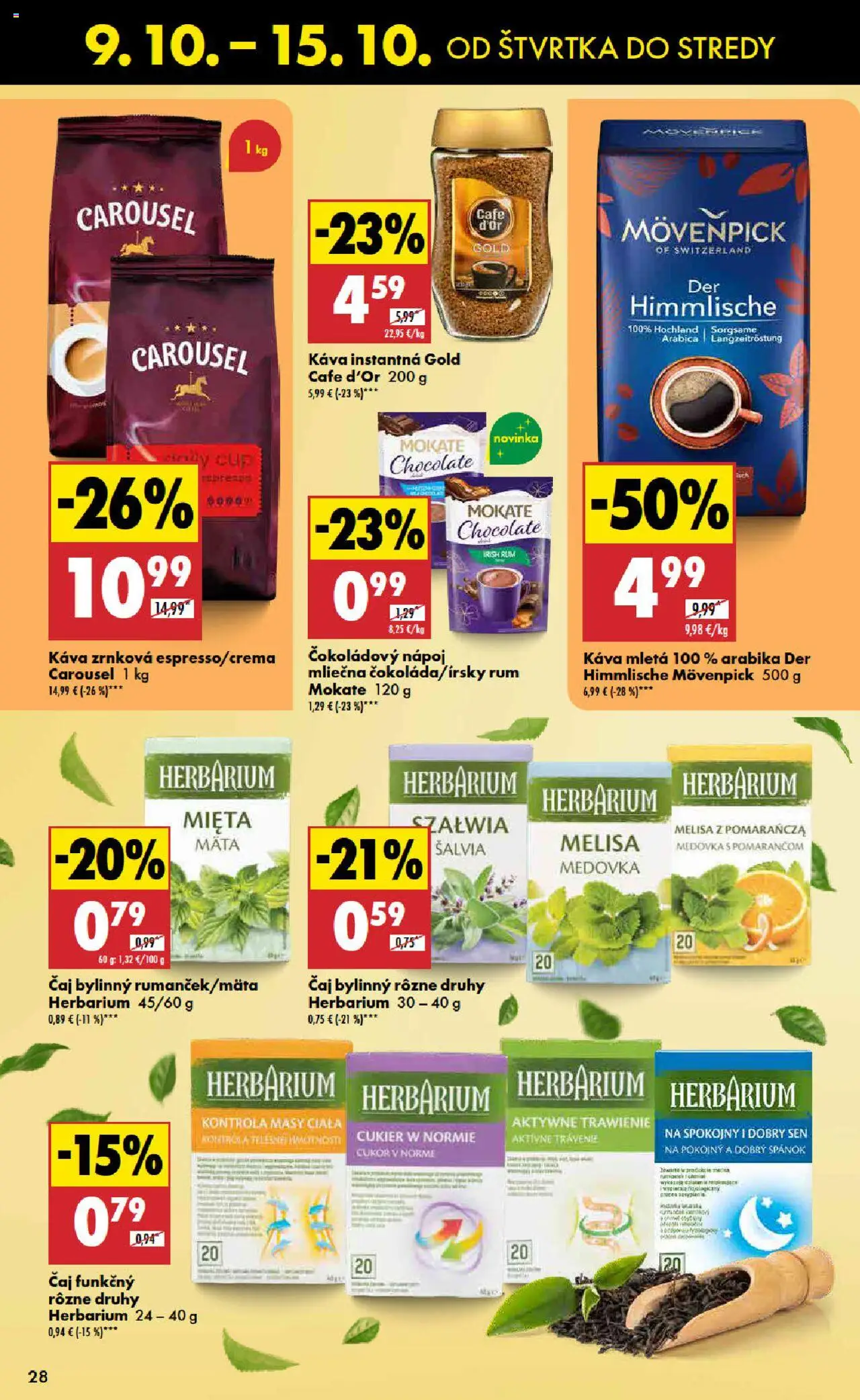 Nové Biedronka akcie – leták je platný od 09.10.2025 | Strana: 28 | Produkty: Káva, Čaj, Cukor, Rum