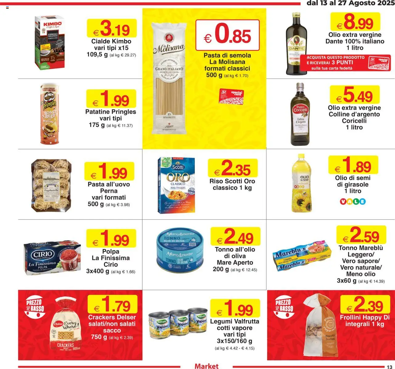 Volantino Sì con Te del 13.08.2025 | Pagina: 13 | Prodotti: Riso, Pasta, Tonno, Olio di Oliva