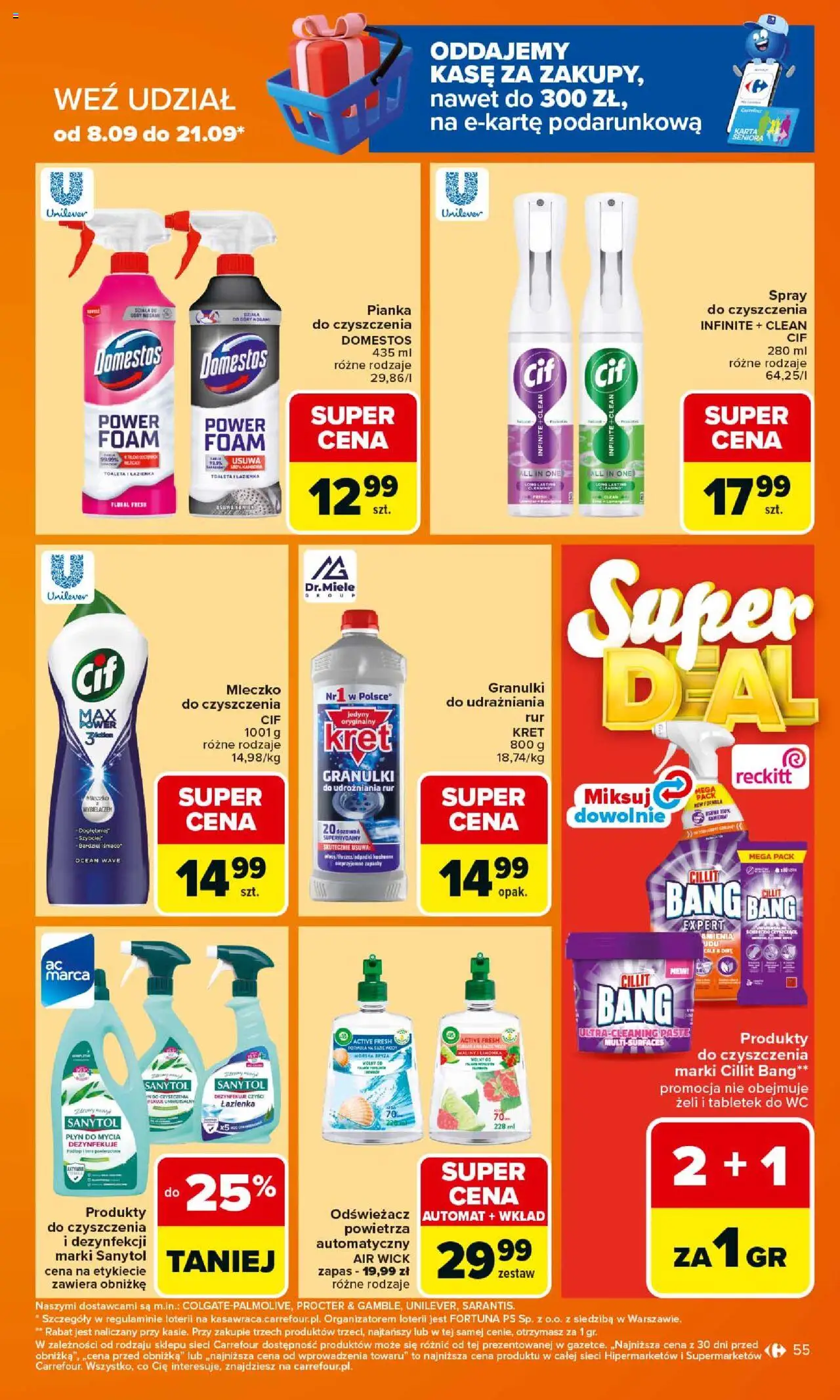 Carrefour Gazetka od 15.09.2025 | Strona: 55 | Produkty: Odświeżacz, Toaleta, Domestos