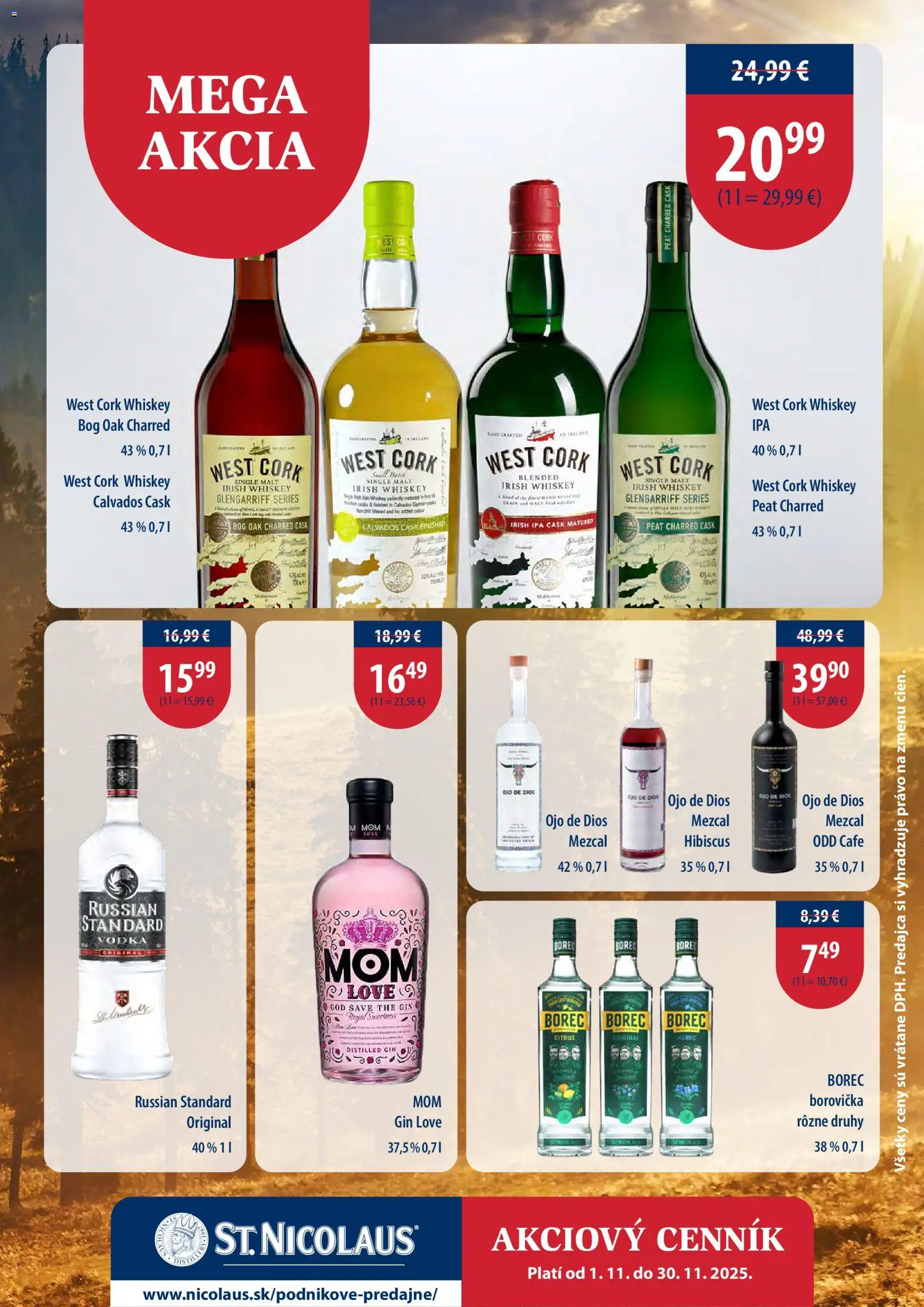Nové St. Nicolaus akcie – leták je platný od 01.11.2025 | Strana: 4 | Produkty: Borovička, Gin, Vodka