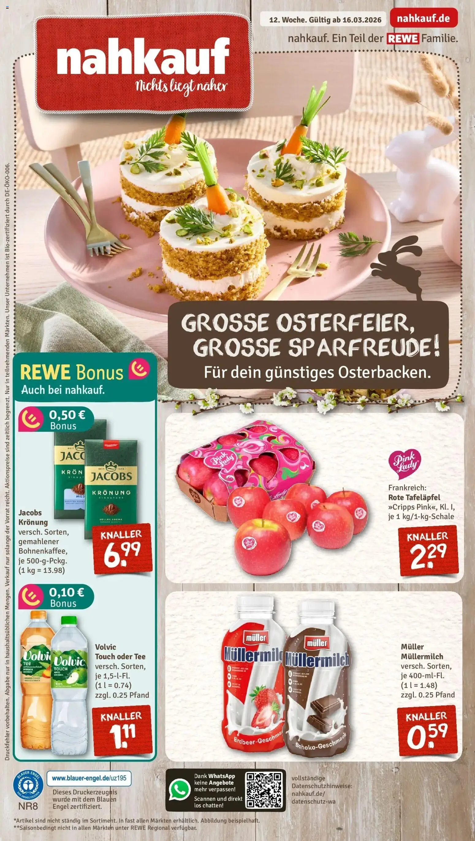 Rewe Prospekt Kaarst	 – gültig ab 15.03.2026 | Seite: 1 | Produkte: Pfirsich, Müllermilch, Volvic, Muller mullermilch