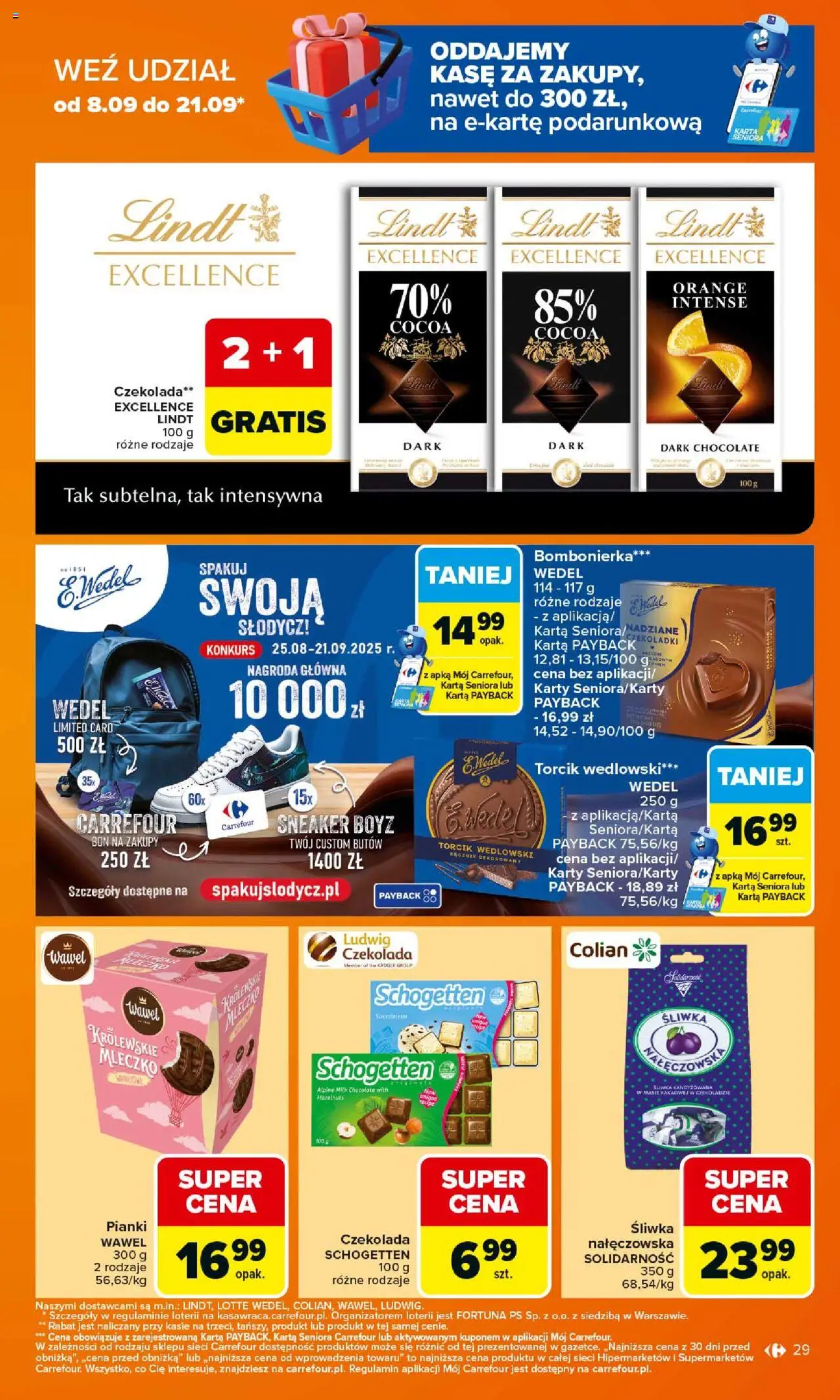 Carrefour Gazetka od 15.09.2025 | Strona: 29 | Produkty: Karta, Pianki, Czekolada, Torcik wedlowski
