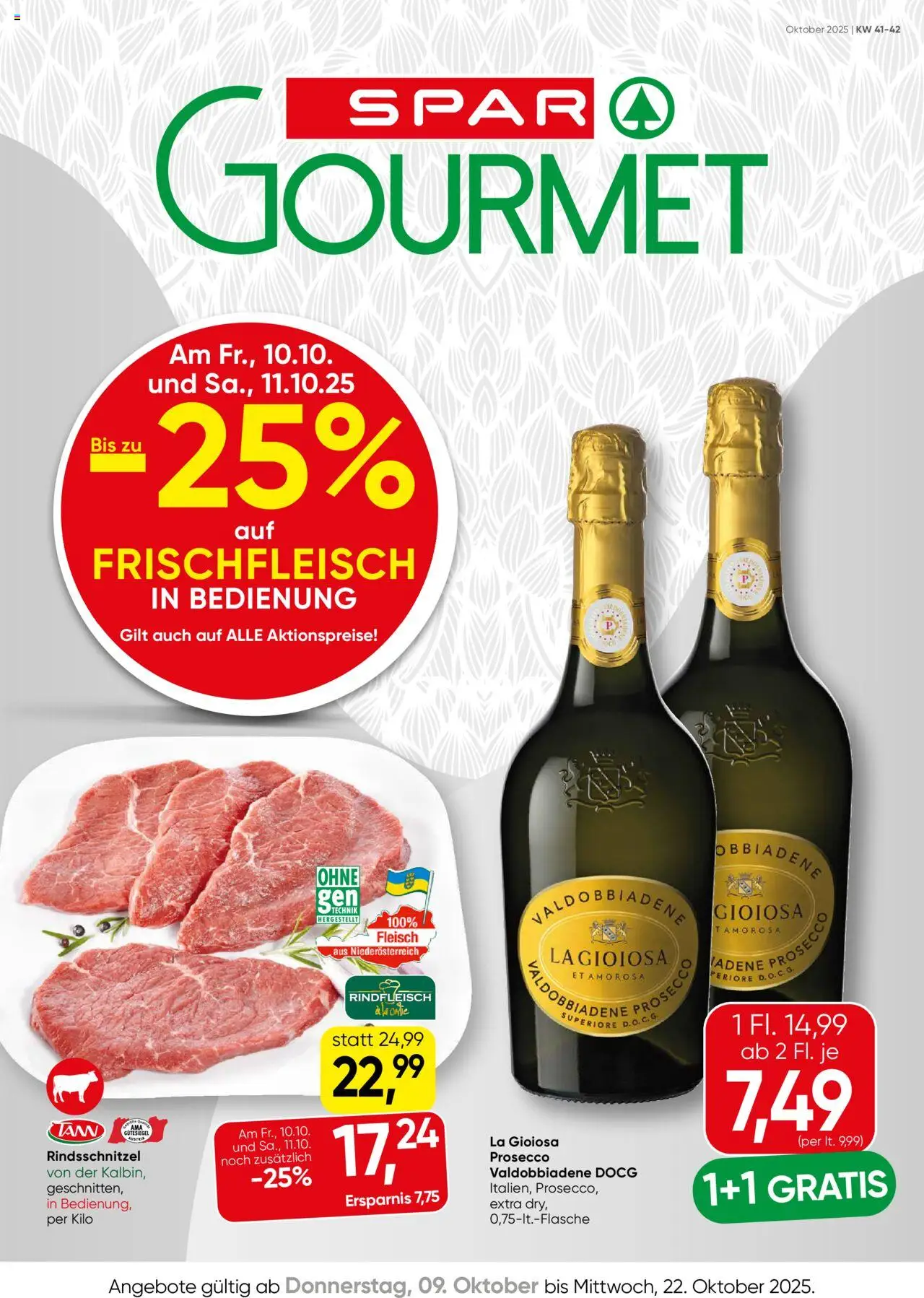 SPAR Gourmet Flugblatt gültig ab 09.10.2025 | Seite: 1 | Produkte: Rindfleisch