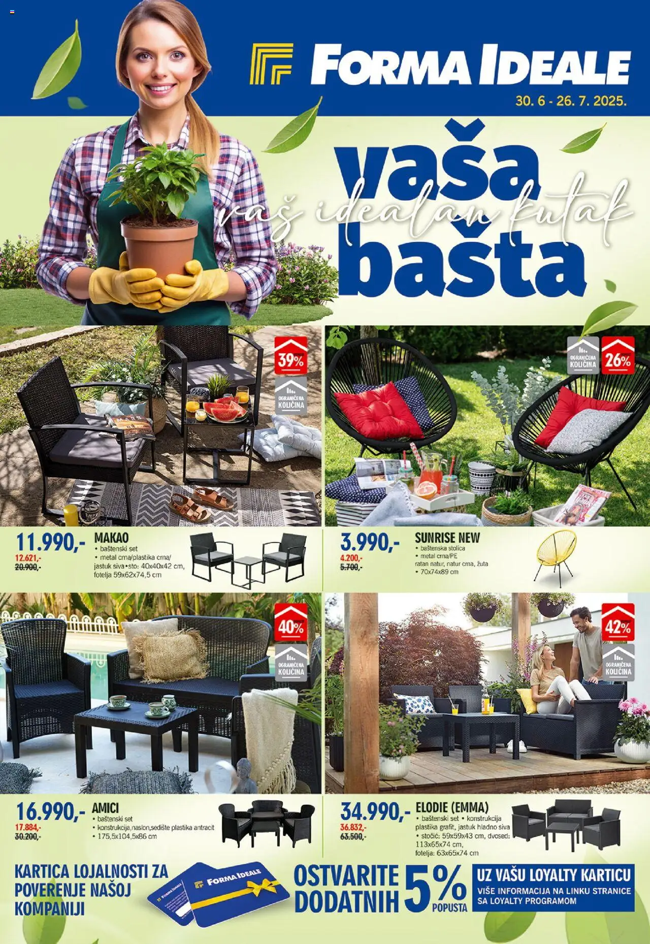 Forma Ideale katalog - važi od 18.07.2025 | Strana: 1 | Proizvode: Baštenska stolica, Jastuk, Stolica, Dvosed