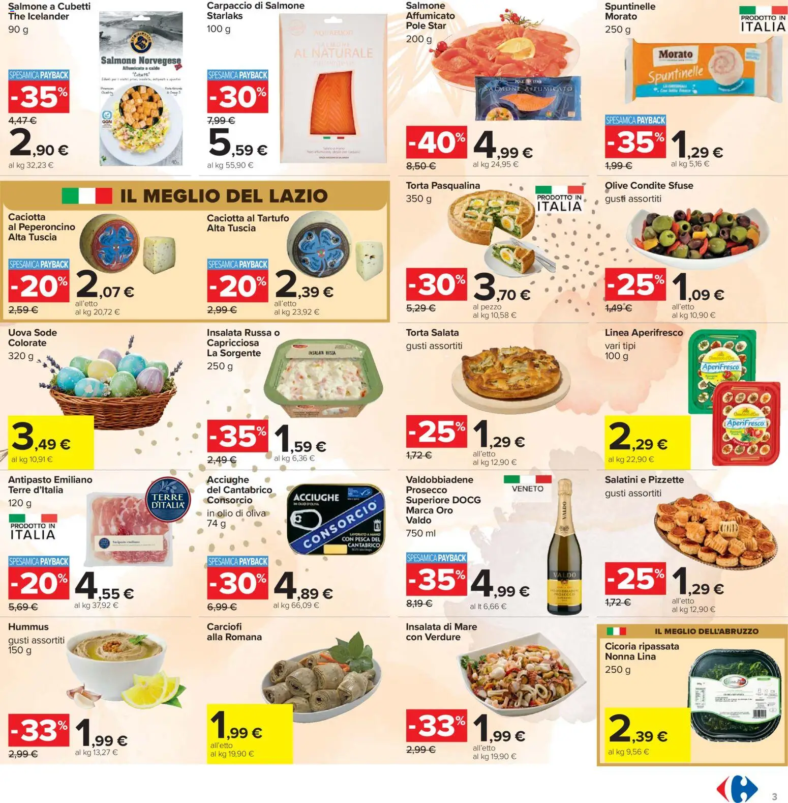 Volantino Carrefour del 26.03.2026 | Pagina: 3 | Prodotti: Pesca, Peperoncino, Carciofi, The