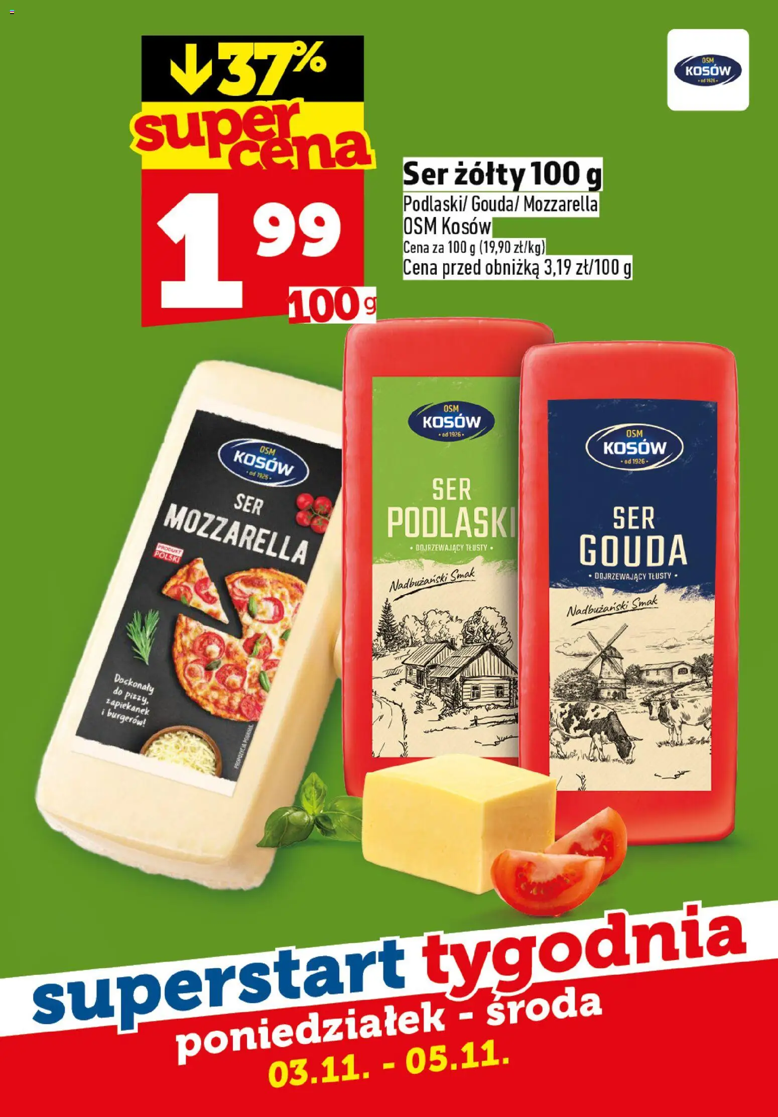 Topaz Gazetka - Superstart tygodnia od 03.11.2025 | Strona: 2 | Produkty: Ser żółty, Ser, Mozzarella