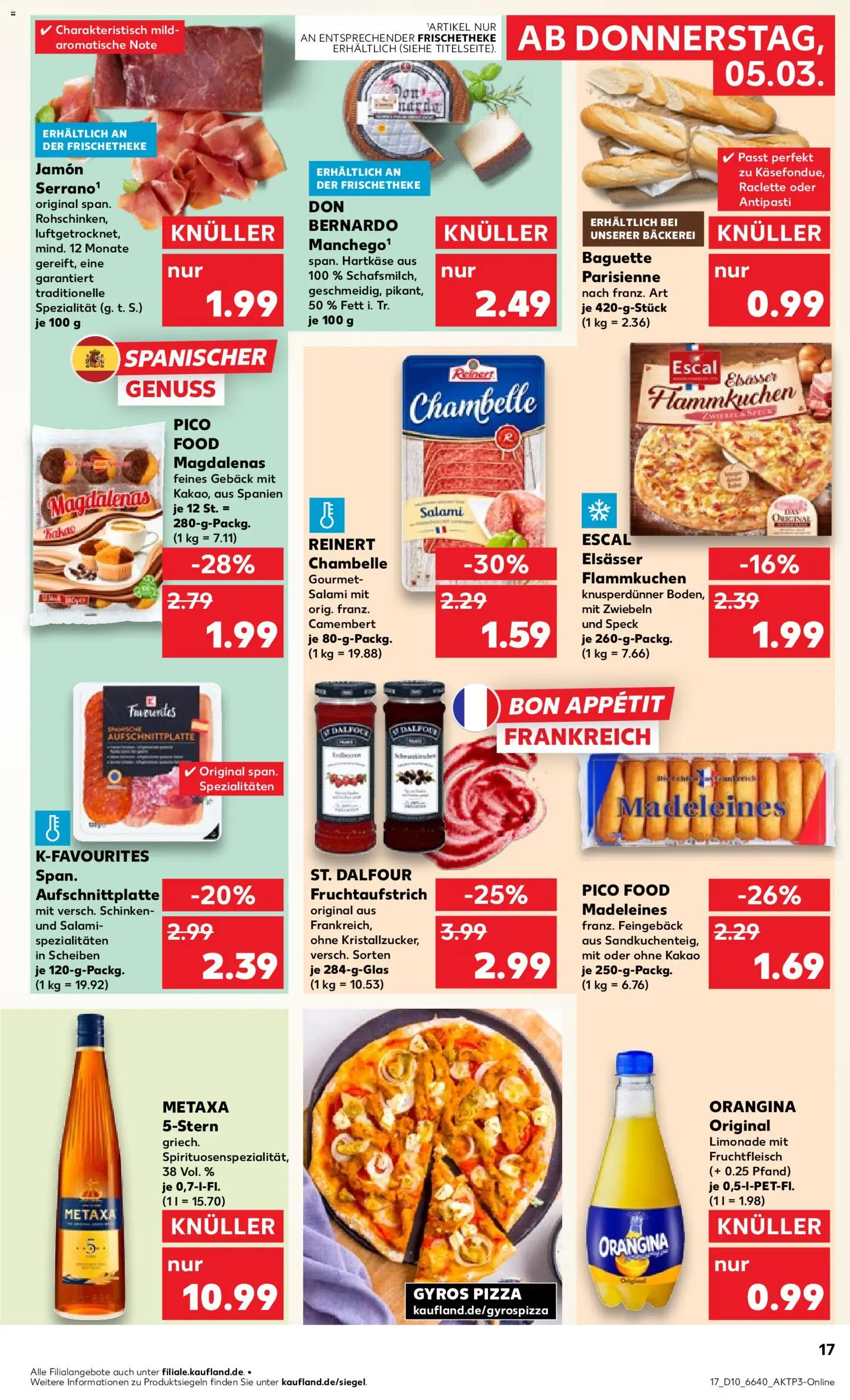 Kaufland Německo leták od 05.03.2026 | Strana: 17 | Produkty: Gourmet, Pizza, Metaxa, Camembert