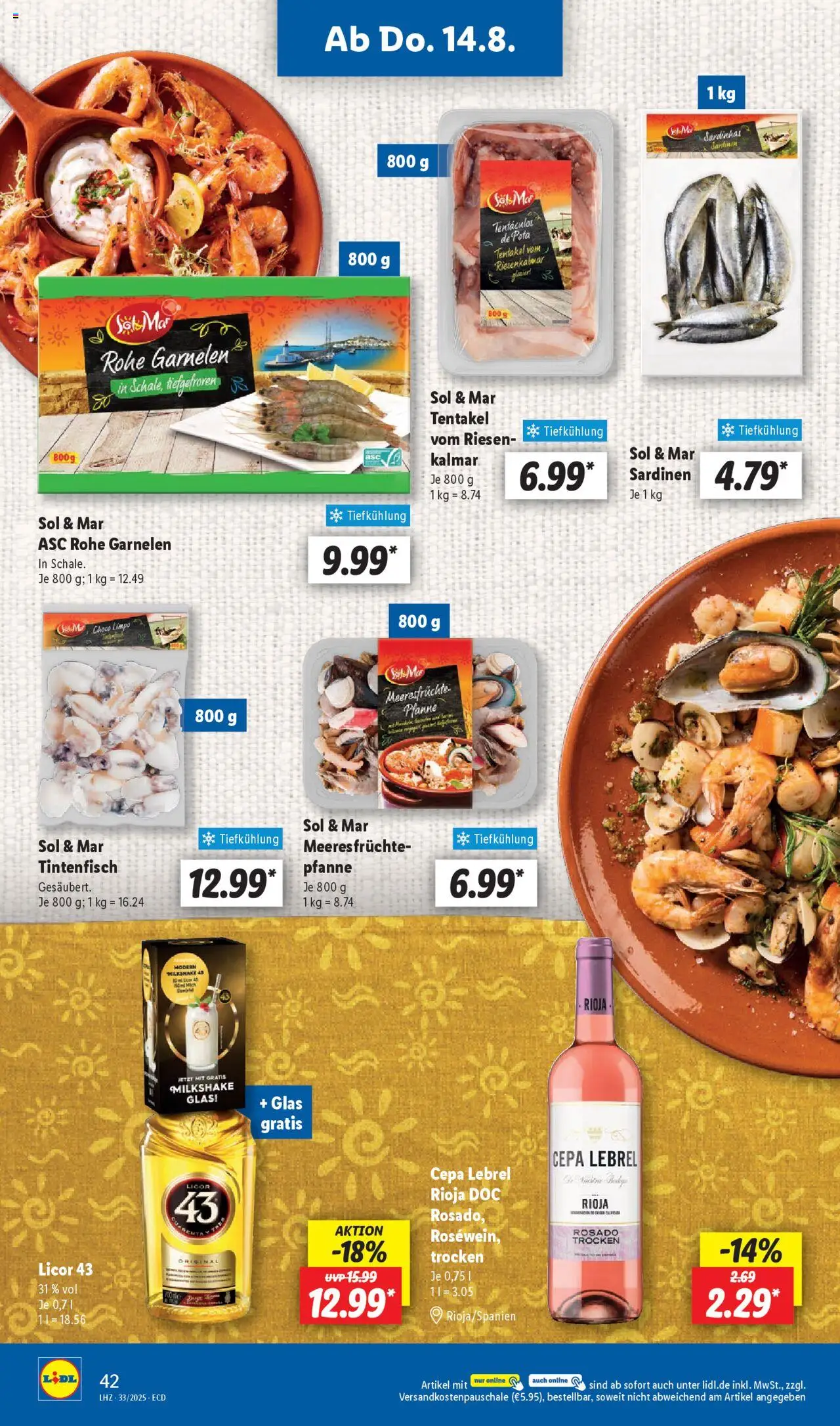 Lidl Prospekt 	 - gültig ab dem 11.08.2025 | Seite: 50 | Produkte: Garnelen, Tintenfisch, Meeresfrüchte