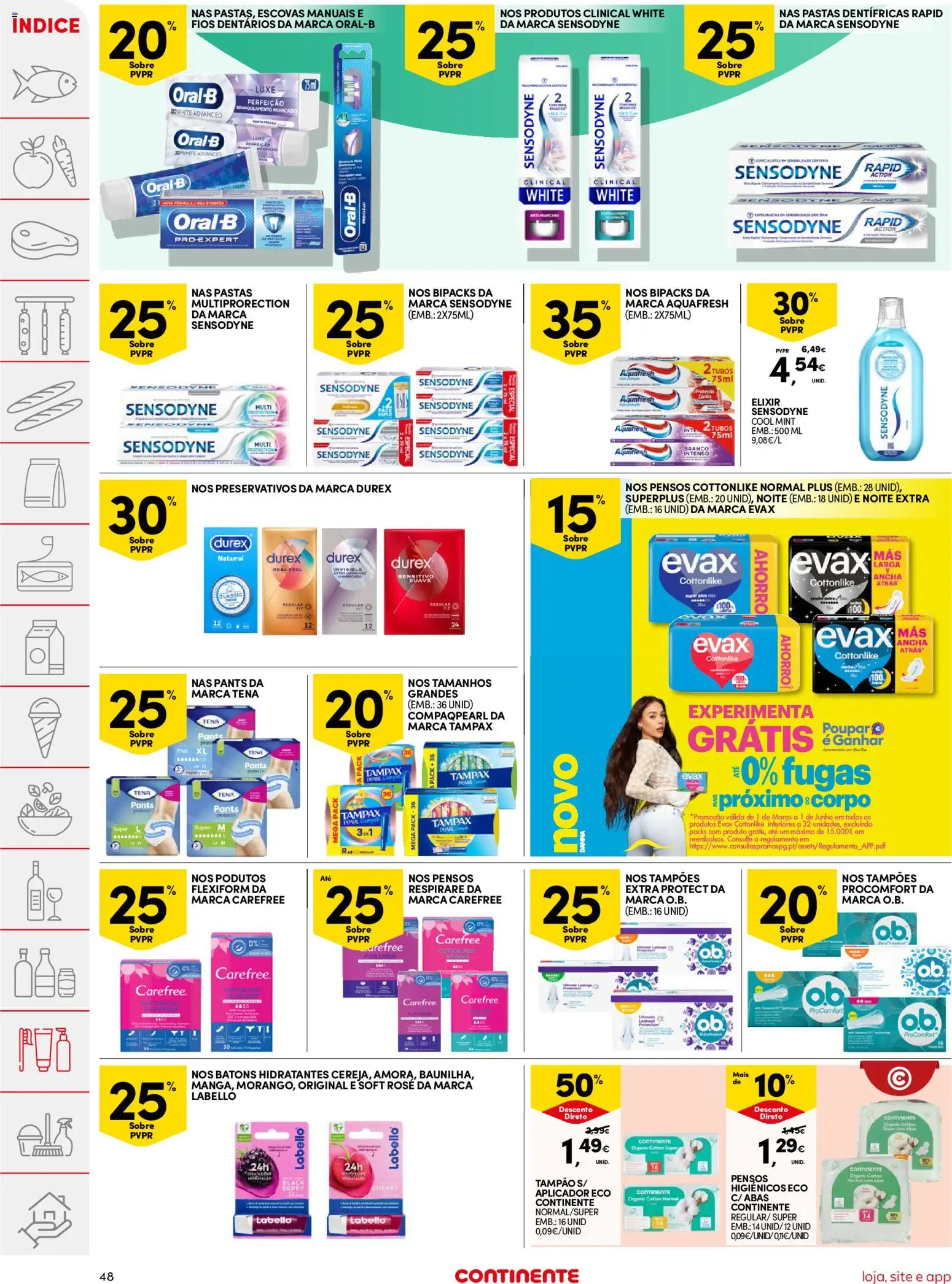 Continente folheto │ válido de 10.03.2026 | Página: 48 | Produtos: Pensos higiénicos, Preservativos