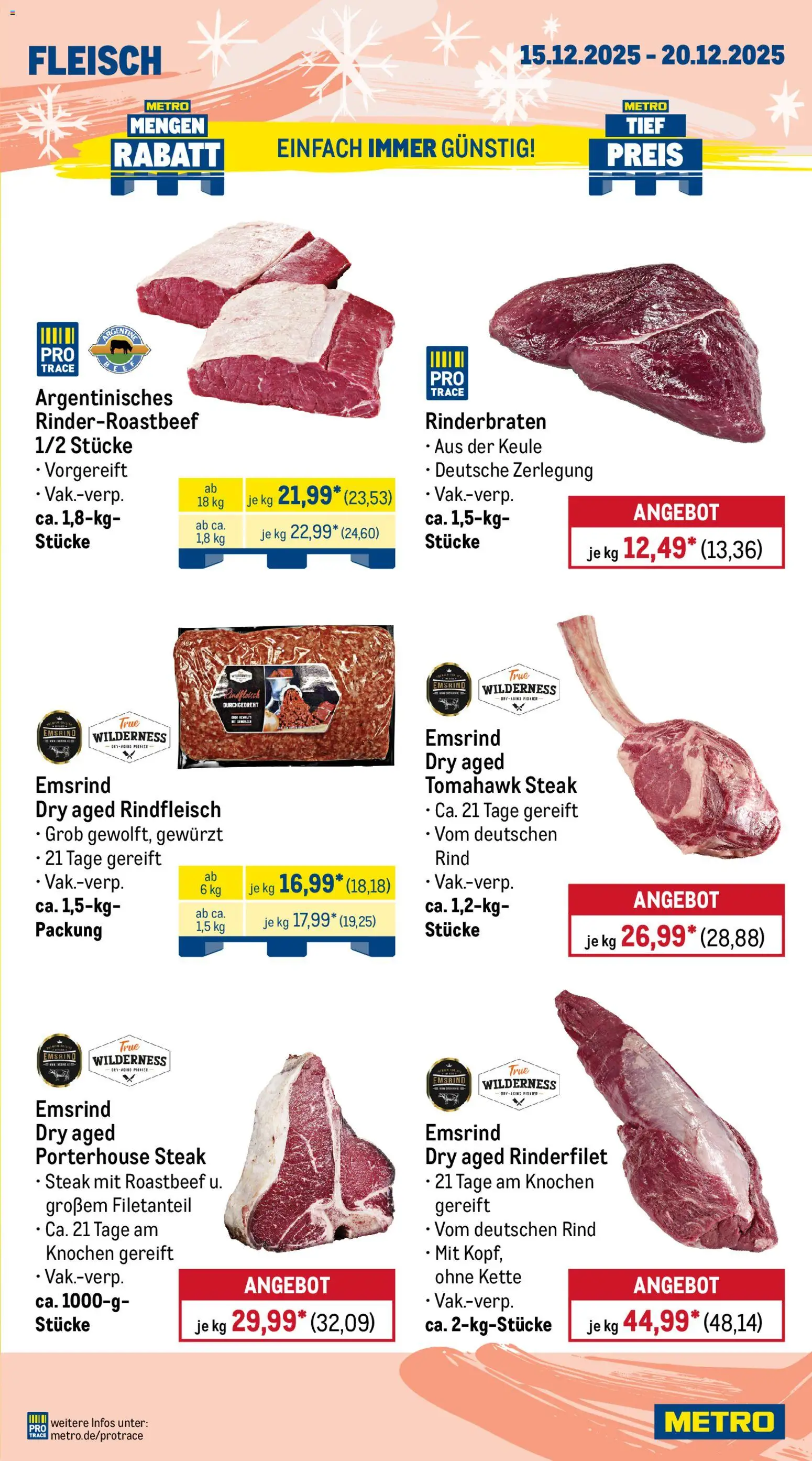 Metro Prospekt 	 – gültig ab 15.12.2025 | Seite: 3 | Produkte: Rinderbraten, Rindfleisch, Steak, Fleisch