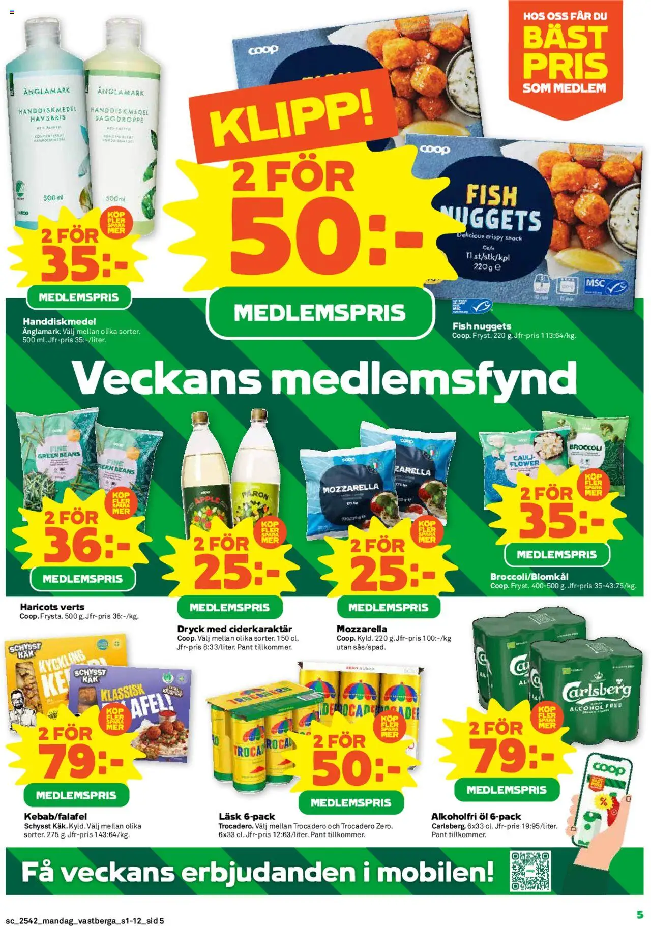 Coop Forum reklamblad aktuell från 13.10.2025 | Sida: 5 | Produkter: Haricots verts, Handdiskmedel, Öl, Broccoli