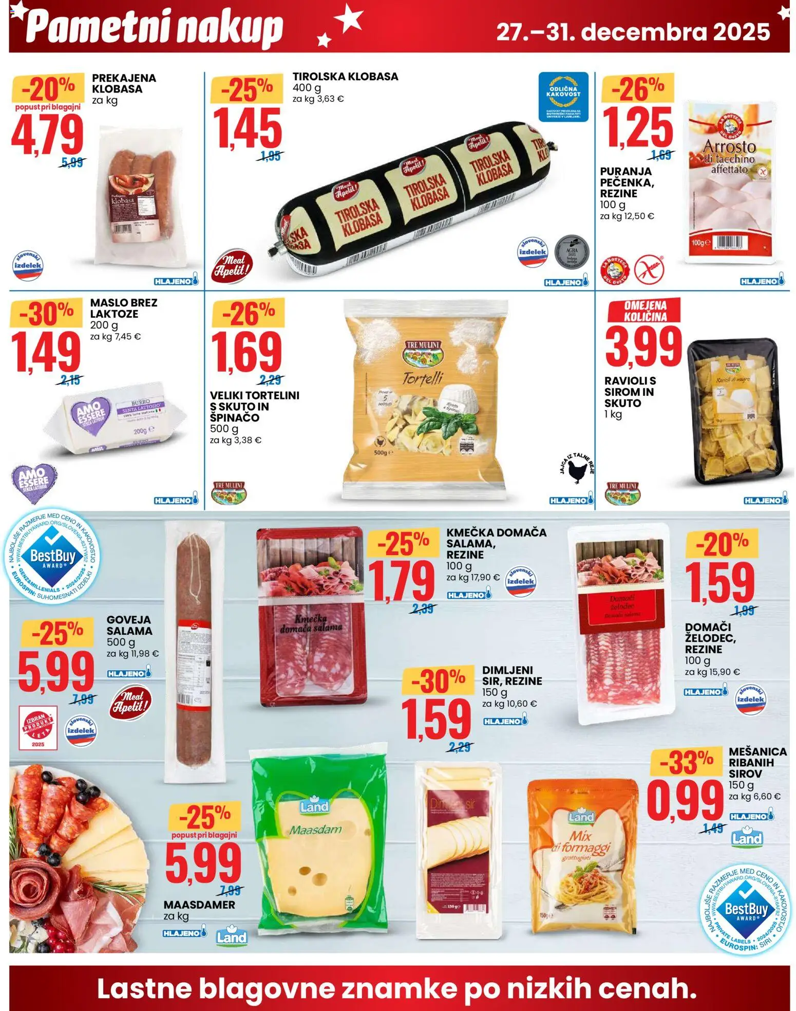 Novi Eurospin katalog ponudbe – veljaven od 27.12.2025 | Stran: 6 | Izdelki: Maslo, Sir, Salama