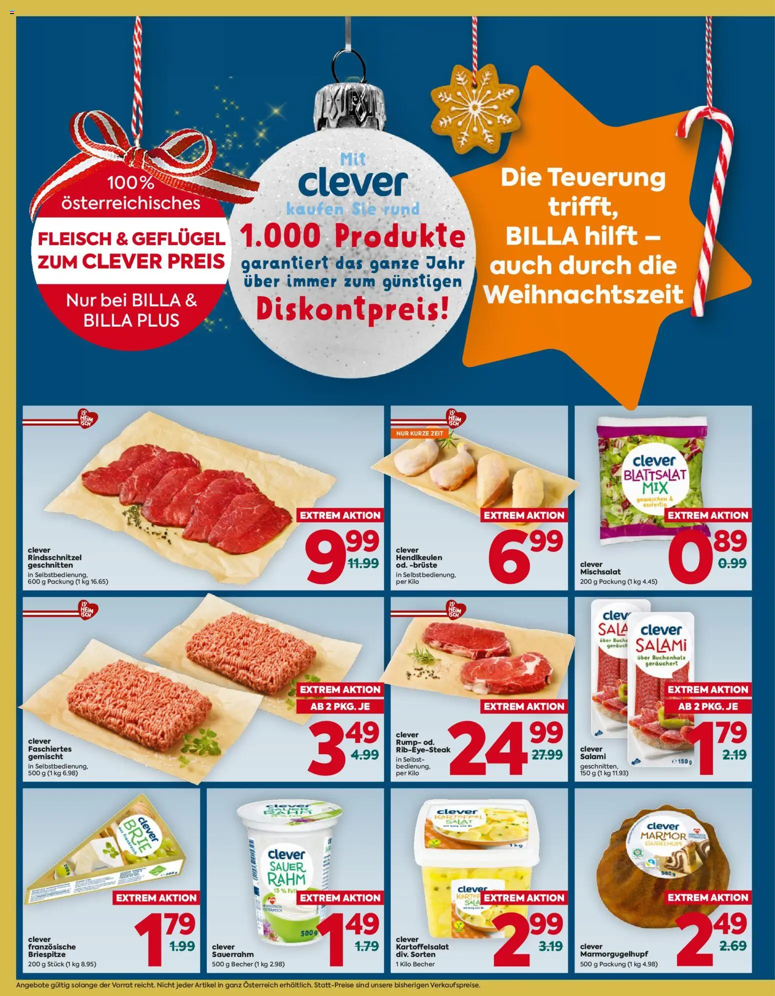 Billa Flugblatt - Salzburg gültig ab 11.12.2025 | Seite: 4 | Produkte: Salat, Salami, Sauerrahm