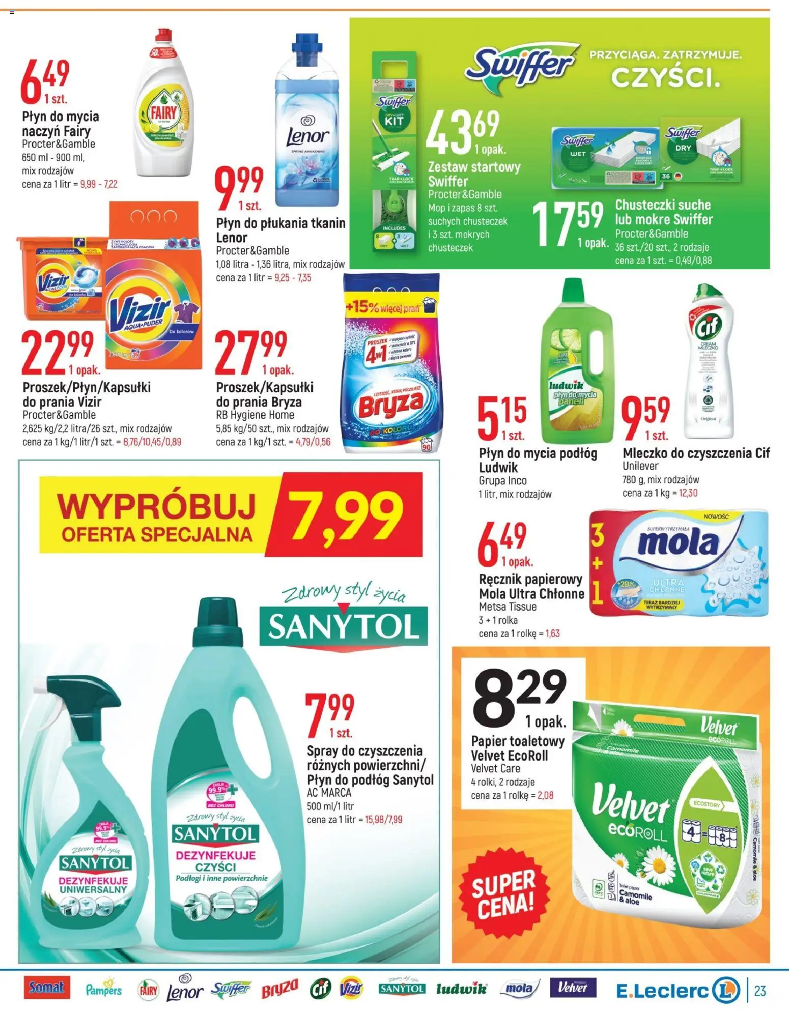 E.Leclerc Gazetka - Warszawa Ursynów od 04.12.2025 | Strona: 7 | Produkty: Płyn do mycia podłóg, Płyn do płukania tkanin, Puder, Ręcznik papierowy