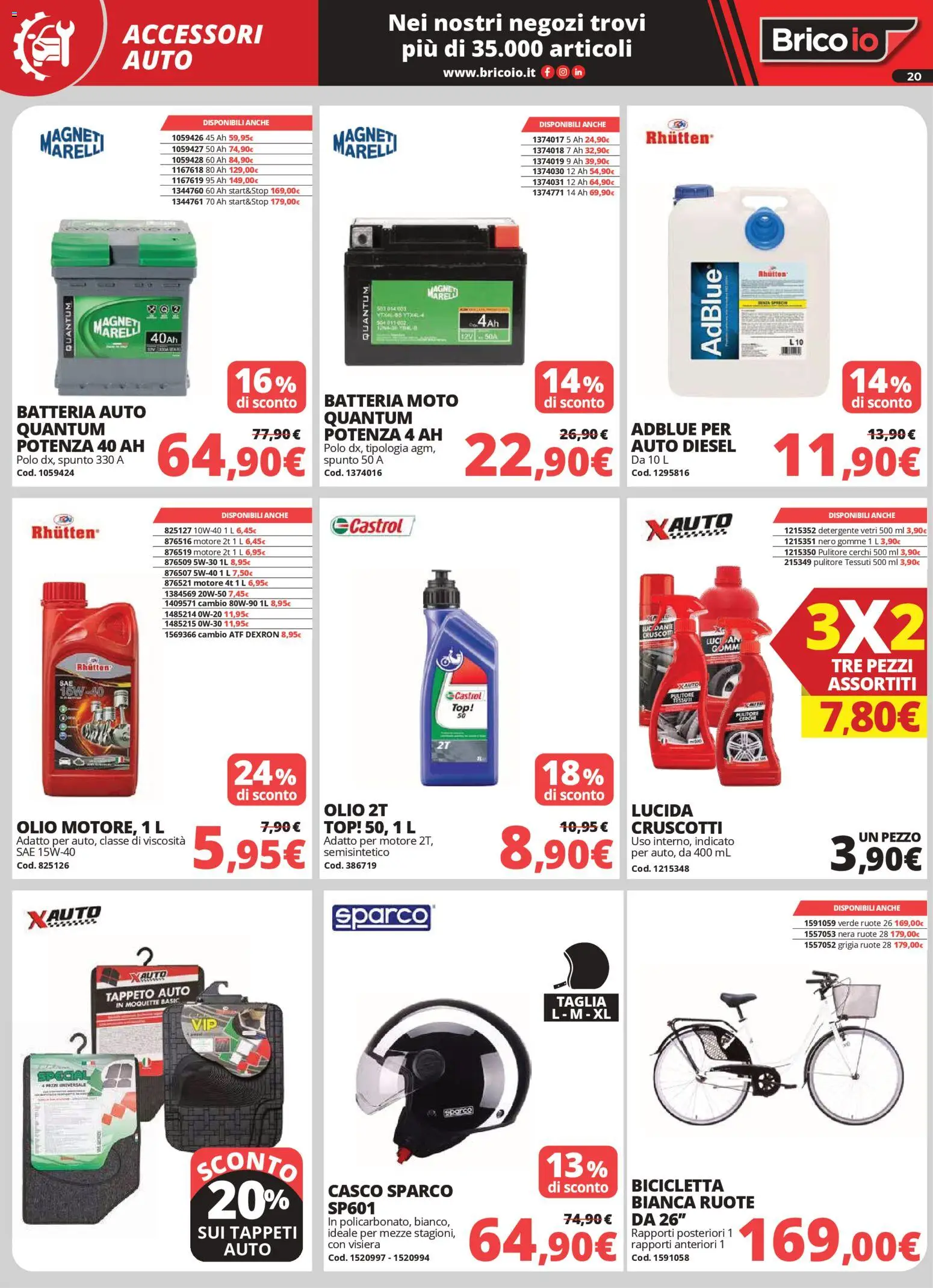 Volantino Brico io del 02.04.2026 | Pagina: 20 | Prodotti: Bicicletta, Olio, Top, Tappeto