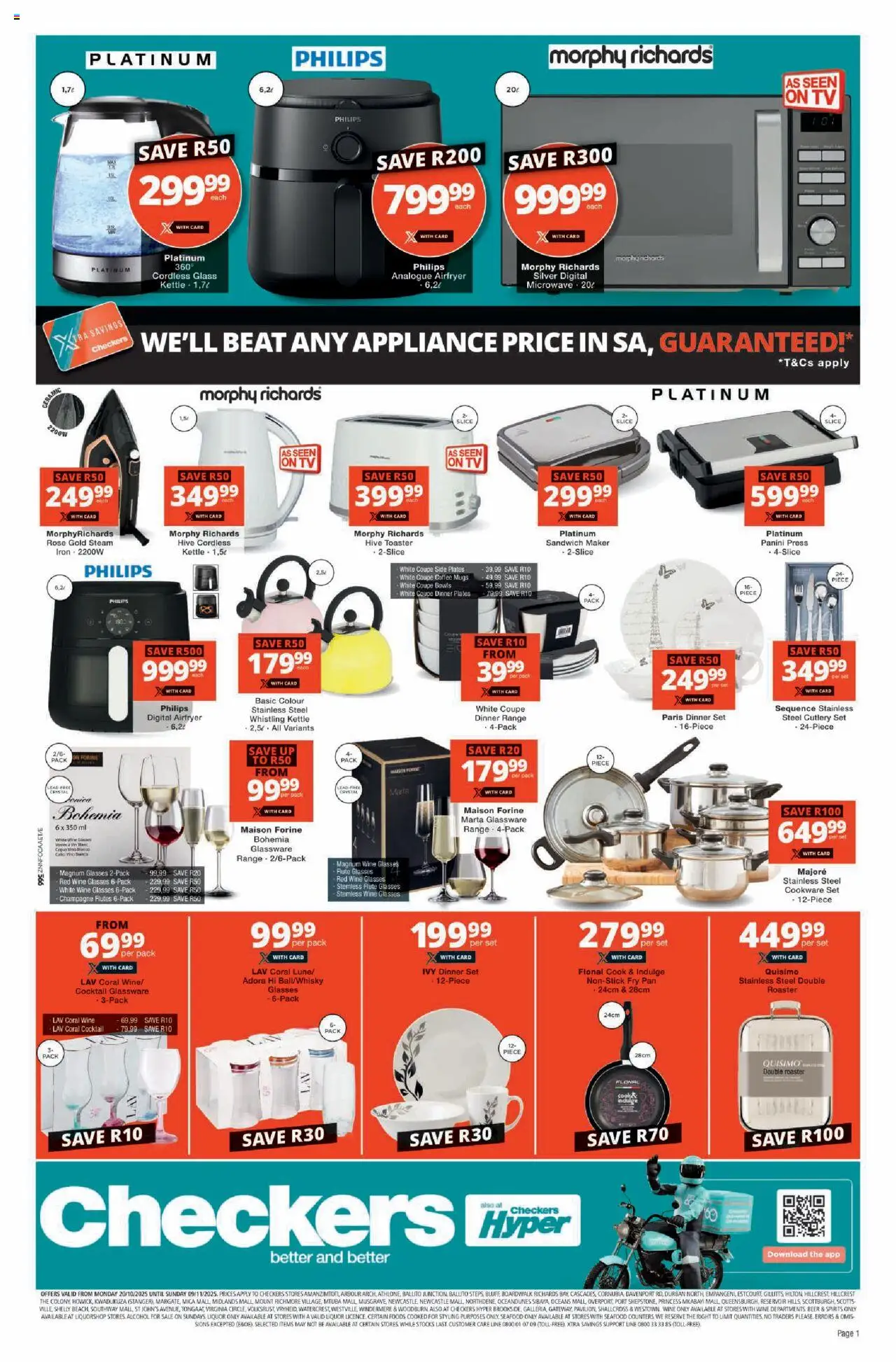New Checkers catalogue – valid from 20.10.2025 | Page: 1 | Products: Wine, Beer, Cookware, Peach