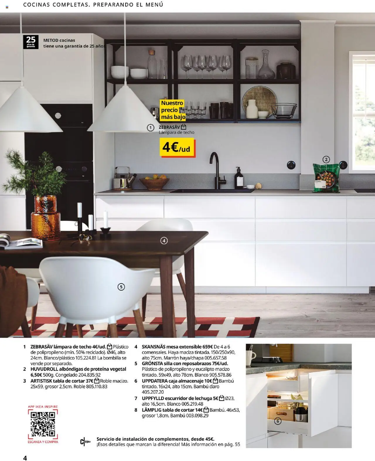 Catálogo IKEA La vida comienza en la cocina │ válido desde el 18.09.2025 | Página: 4 | Productos: Mesa extensible, Bombilla, Mesa, Caja