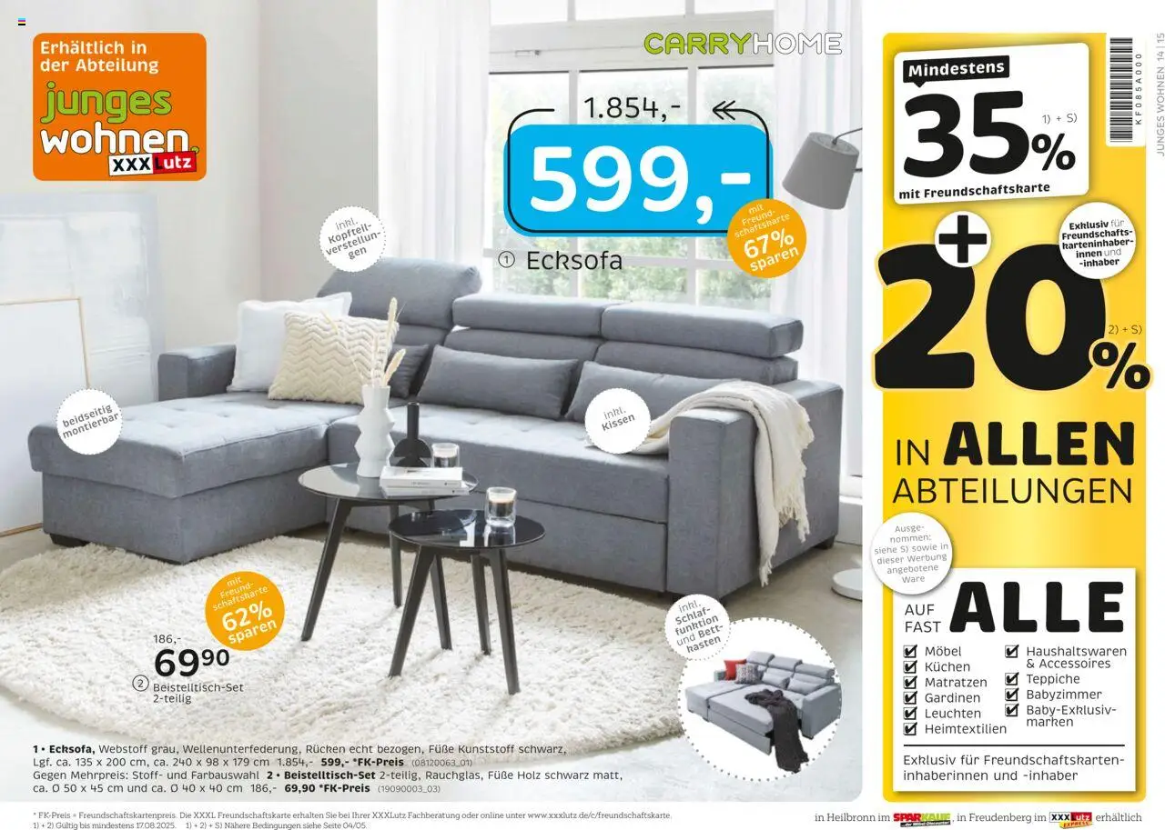 XXXL Lutz Nr. 1 beim Preis - gültig ab dem 04.08.2025 | Seite: 14 | Produkte: Ecksofa, Bett, Kissen, Kuchen