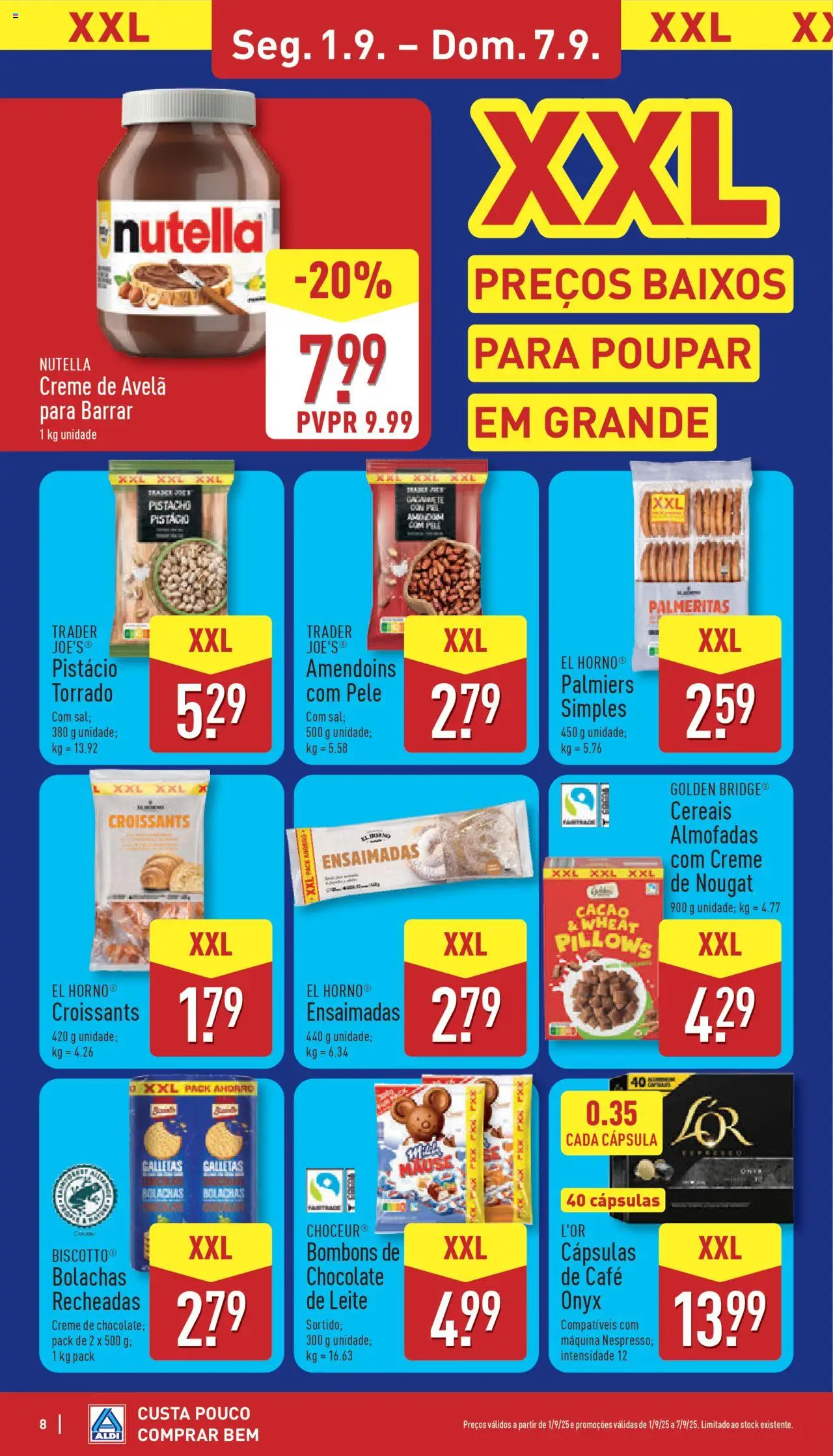 Aldi folheto │ válido de 01.09.2025 | Página: 8 | Produtos: Amendoins, Bolachas, Café, Cereais