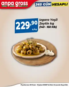 30.01.2026 tarihinden itibaren geçerli olan Anpa Gross kataloğu önizlemesi | Sayfa: 11 | Ürünler: Zeytin, Ocak, Izgara