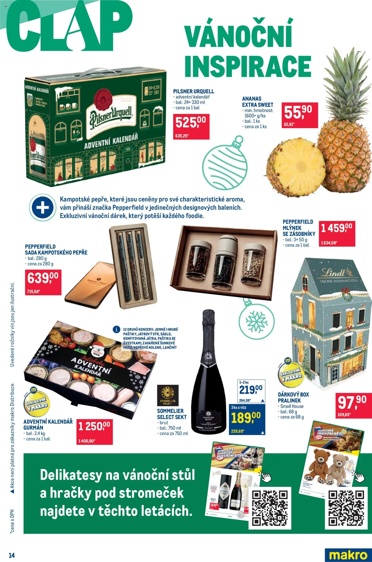 Makro leták - Pro milovníky jídla od 19.11.2025 | Strana: 14 | Produkty: Lindt, Ananas, Pilsner Urquell, Paštika