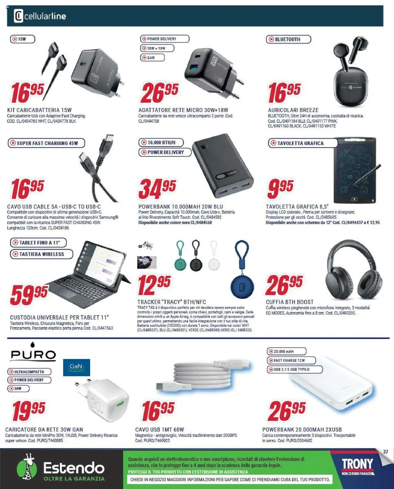 Volantino Trony del 05.09.2025 | Pagina: 37 | Prodotti: Auricolari, Microfono, Adattatore, Batteria