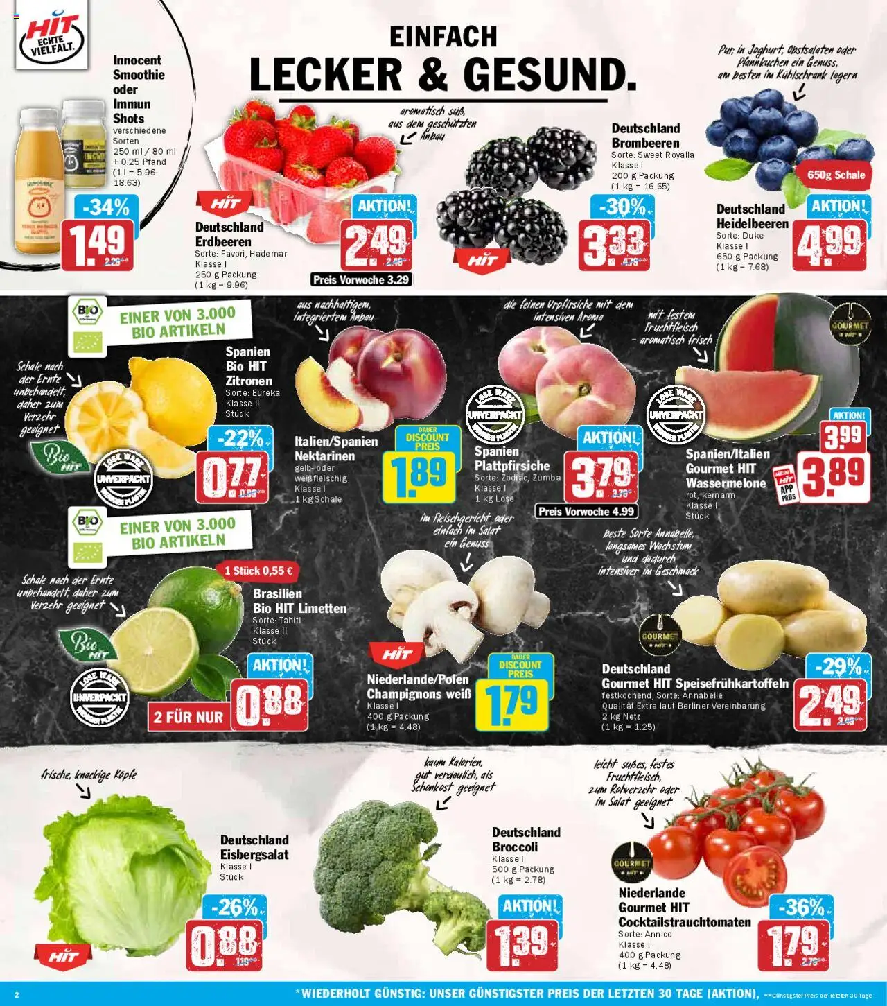 HIT Prospekt 	 - gültig ab dem 21.07.2025 | Seite: 2 | Produkte: Limetten, Heidelbeeren, Champignons, Wassermelone