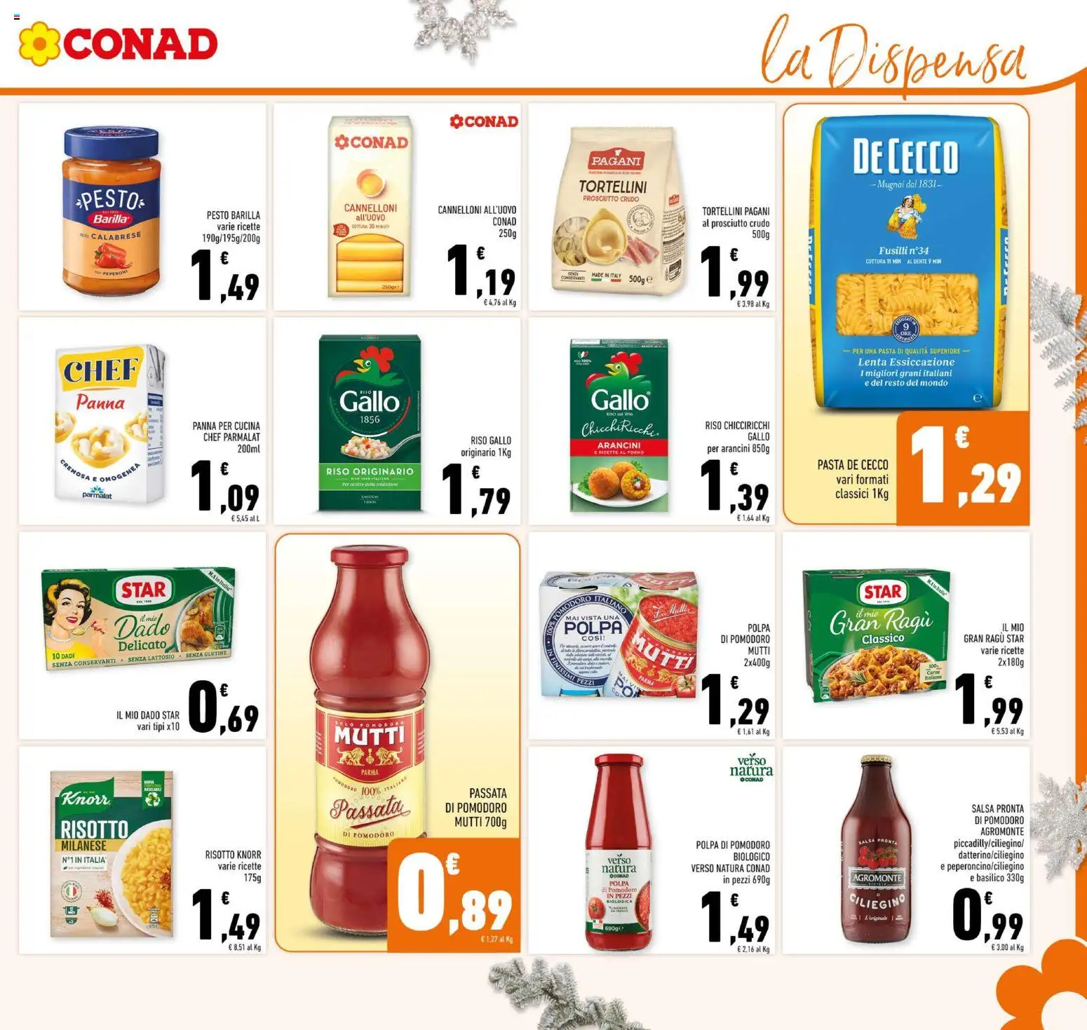 Volantino Conad del 10.12.2025 | Pagina: 23 | Prodotti: Pomodoro, Pesto, Passata di pomodoro, Fusilli
