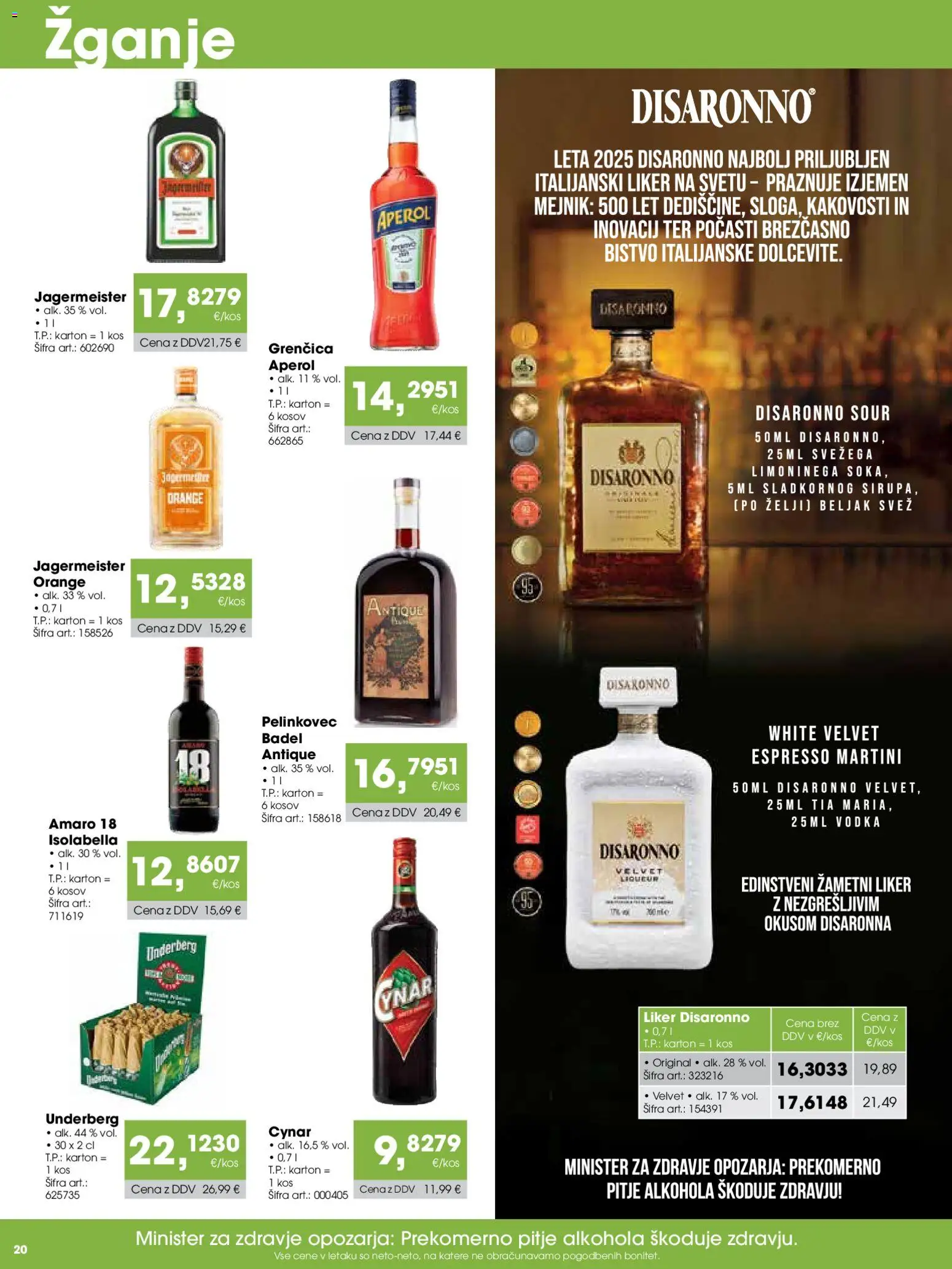 Novi Tuš katalog ponudbe – veljaven od 07.04.2026 | Stran: 20 | Izdelki: Kos, Vodka