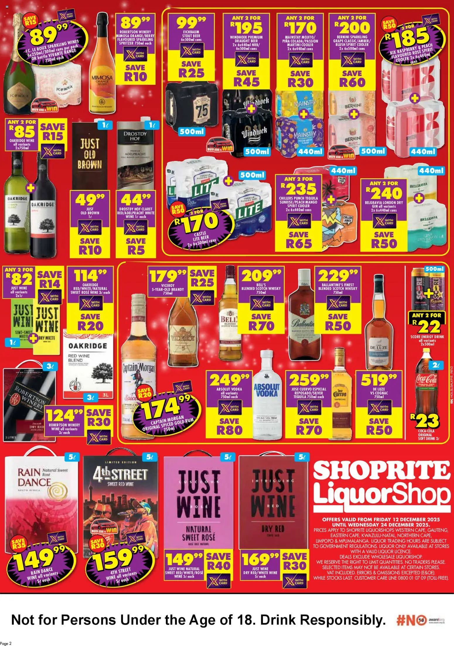 New Shoprite catalogue – valid from 12.12.2025 | Page: 2 | Products: Rum, Wine, Blush, Ensalada de quino