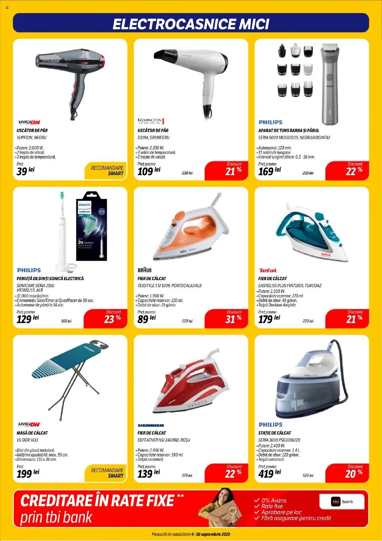 Noul catalog Flanco – valabil de la 04.09.2025 | Pagină: 21 | Produse: Fier de călcat, Uscător, Masă, Mici