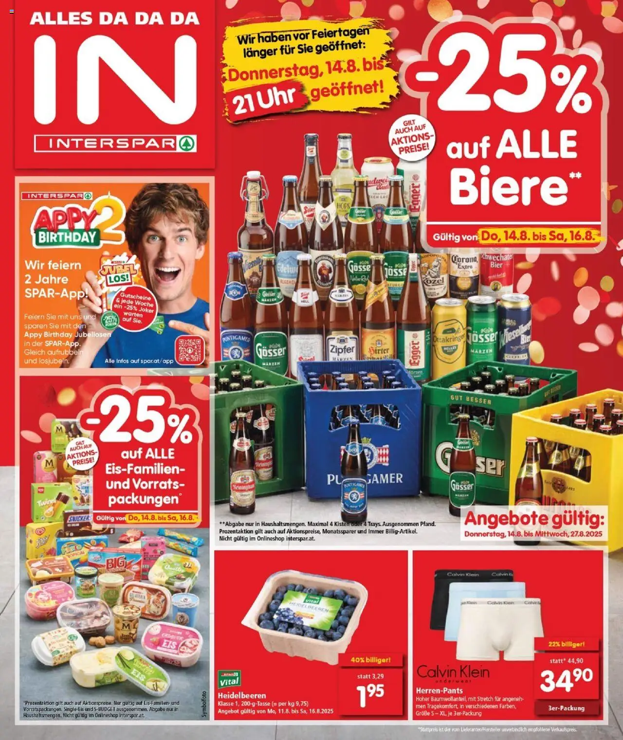Interspar Flugblatt - Burgenland gültig ab 14.08.2025 | Seite: 1 | Produkte: Eis, Uhr, Bier