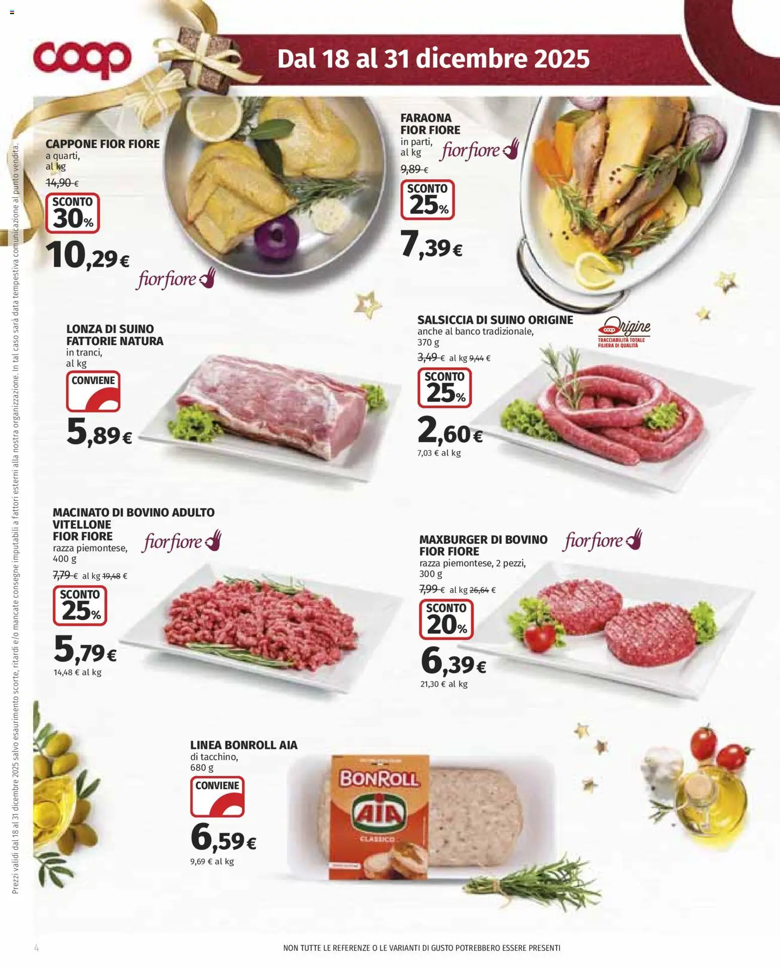 Volantino COOP del 18.12.2025 | Pagina: 4 | Prodotti: Suino, Salsiccia, Data, Macinato