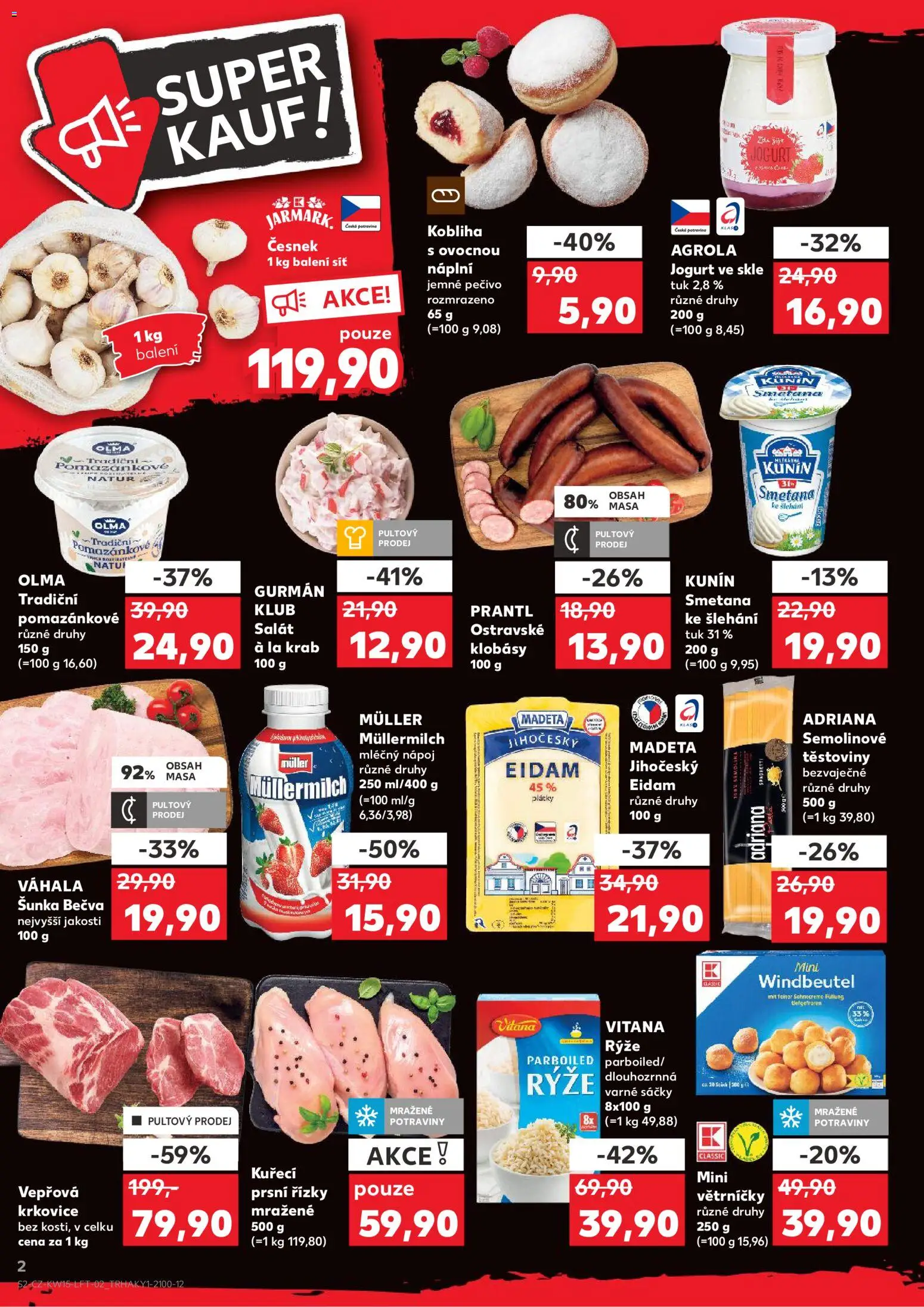 Kaufland leták - Plzeň Bory od 08.04.2026 | Strana: 2 | Produkty: Smetana, Rýže parboiled, Smetana ke šlehání, Krkovice