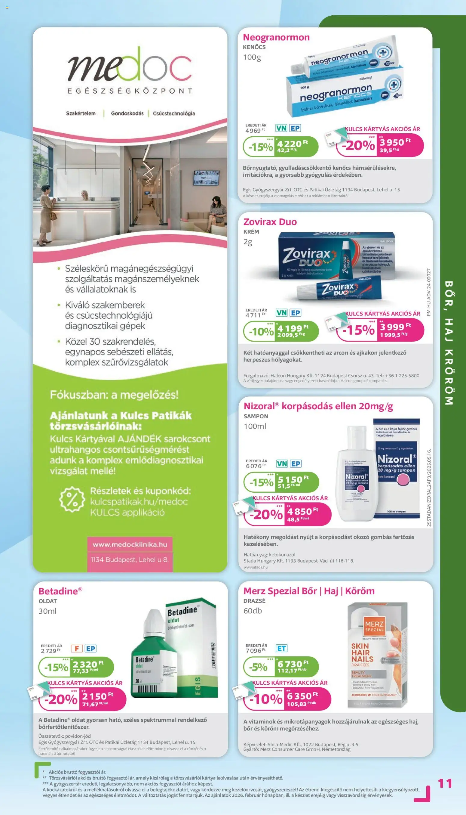 Kulcs Patika akciós ujság - amely érvényes a következő dátumtól: 01.02.2026 | Oldal: 11 | Termékek: Drazsé, Sampon, Bor