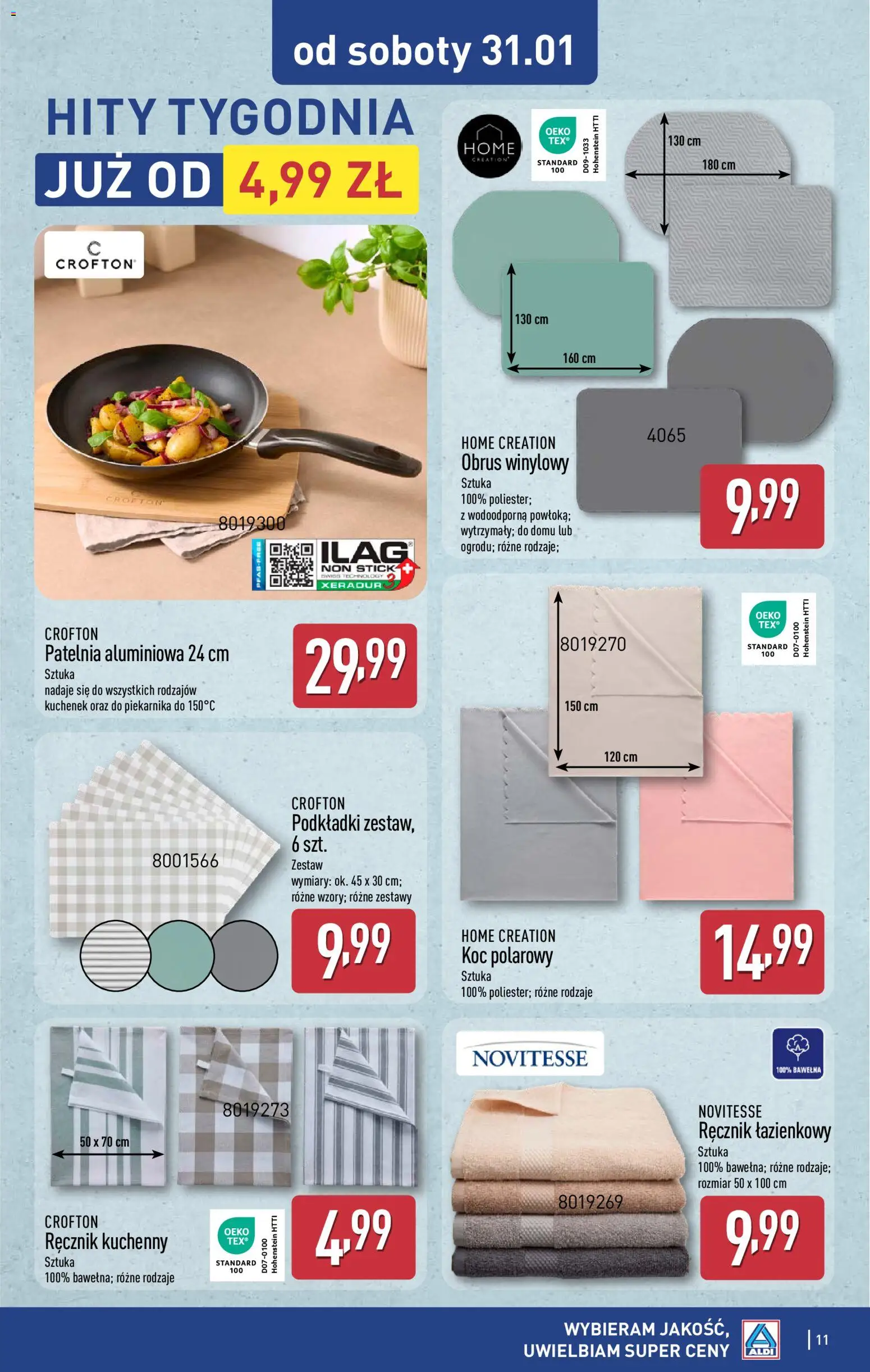 Aldi Gazetka - Hity od Środy i od Soboty od 28.01.2026 | Strona: 11 | Produkty: Koc, Patelnia