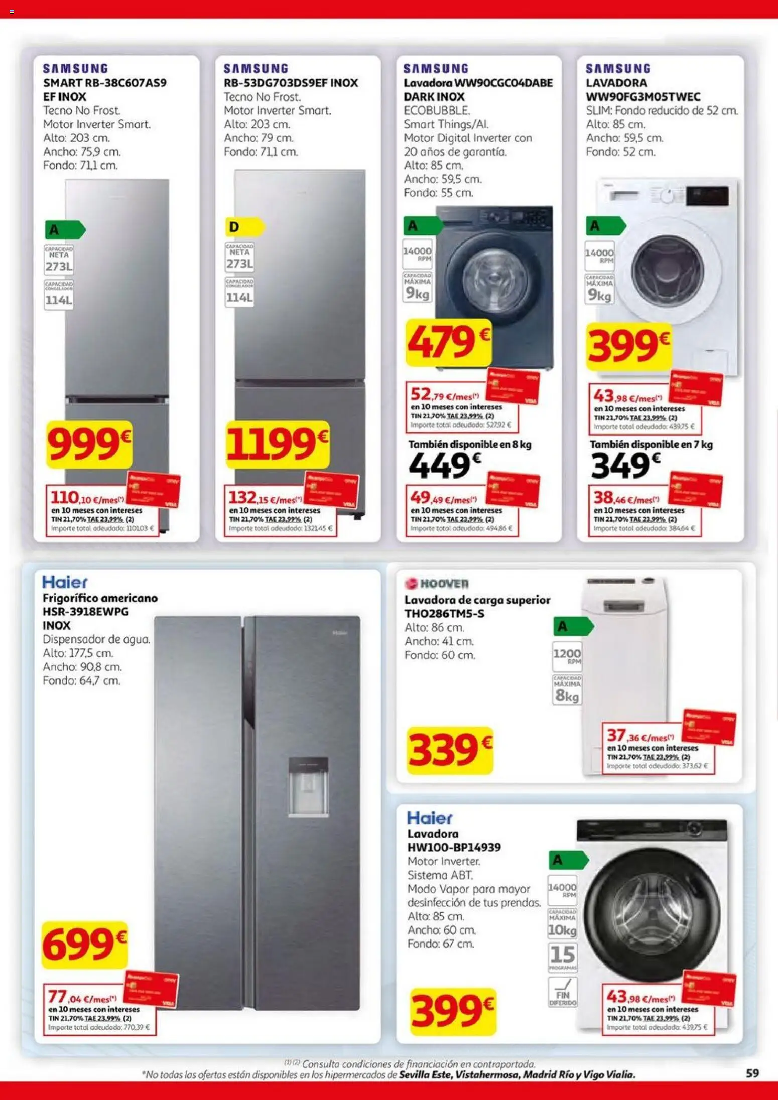 Alcampo - HG Pio XII Unificado  │ válido desde el 23.10.2025 | Página: 59 | Productos: Dispensador, Congelador, Lavadora
