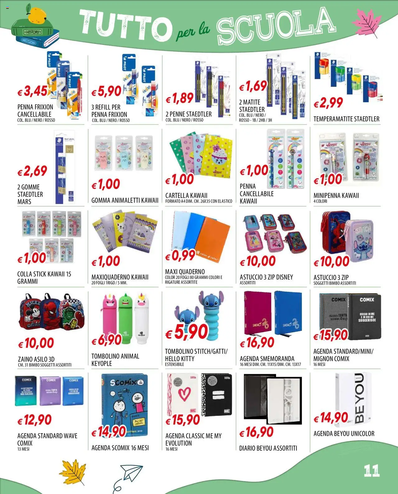 Volantino Galassia del 21.08.2025 | Pagina: 11 | Prodotti: Colla, Astuccio, Quaderno, Penne
