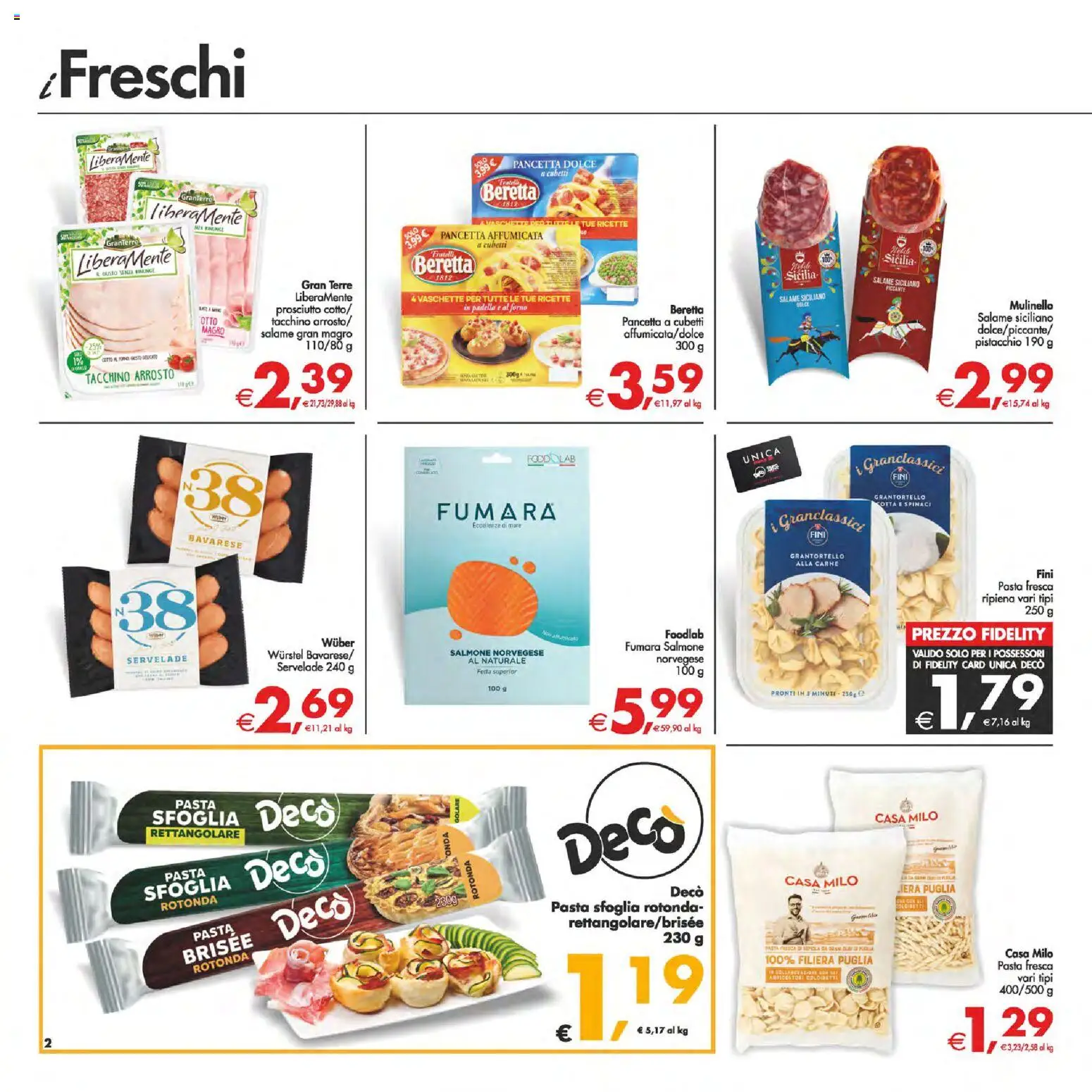 Volantino Decò del 06.03.2026 | Pagina: 2 | Prodotti: Tacchino, Prosciutto, Pasta, Forno