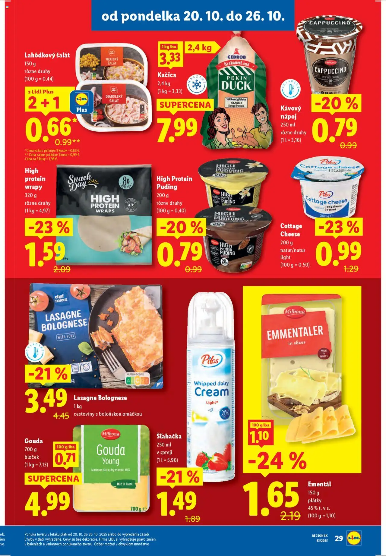Nové Lidl akcie – leták je platný od 20.10.2025 | Strana: 43 | Produkty: Cestoviny, Gouda, Puding, Lasagne