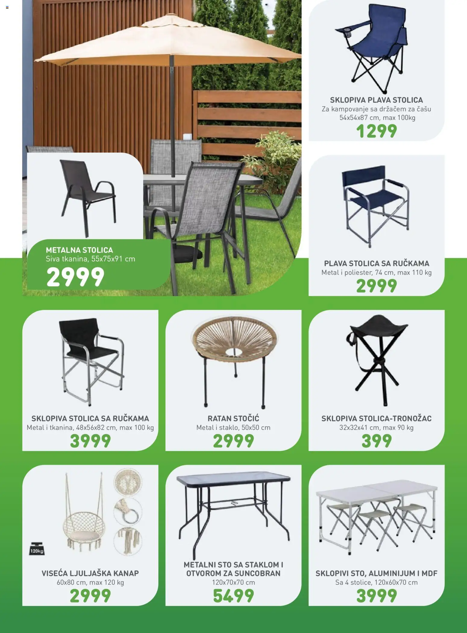 JUMBO katalog - važi od 27.03.2026 | Strana: 5 | Proizvode: Sto, Stolica, Ljuljaška, Suncobran